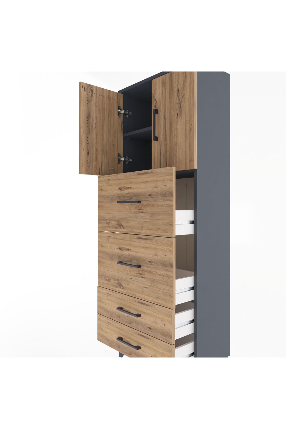 Arges Dolap 2 Raflı 4 Çekmeceli 2 Kapaklı 60x30x163 - S20M077V6A