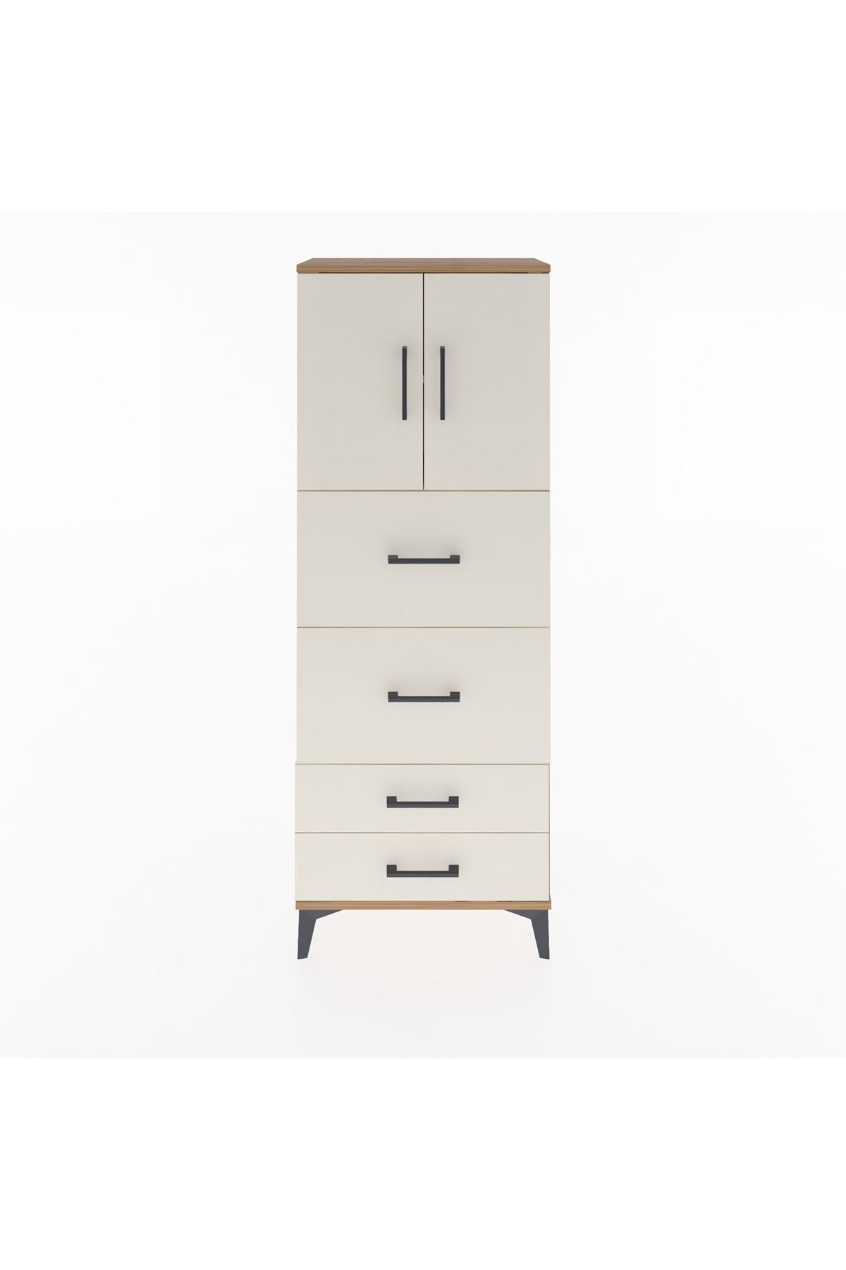 Arges Dolap 2 Raflı 4 Çekmeceli 2 Kapaklı 60x30x163 - S20M077V7A