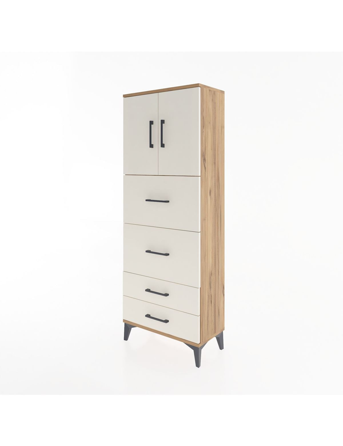 Arges Dolap 2 Raflı 4 Çekmeceli 2 Kapaklı 60x30x163 - S20M077V7A