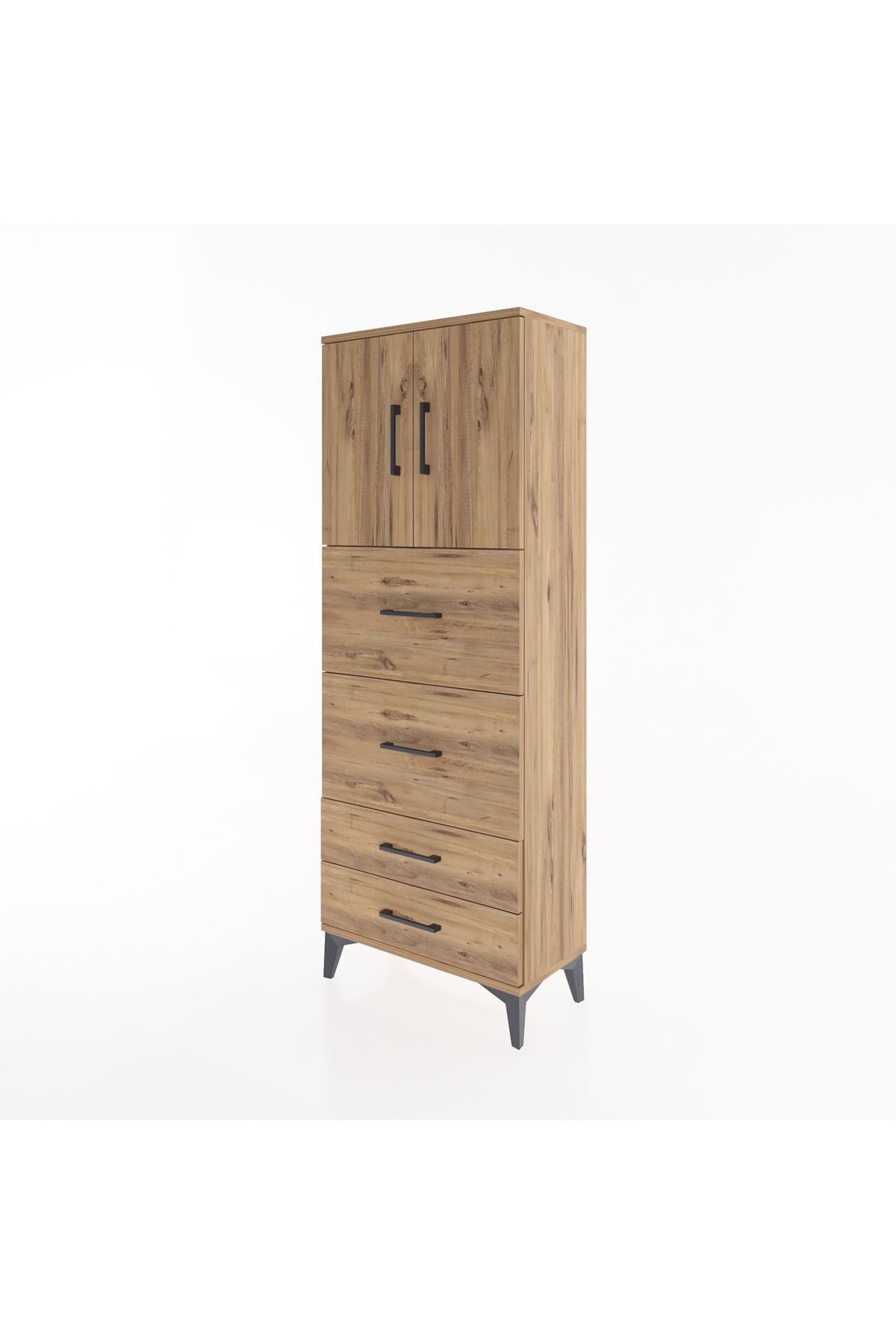 Arges Dolap 2 Raflı 4 Çekmeceli 2 Kapaklı 60x30x163 - S20M077V9A