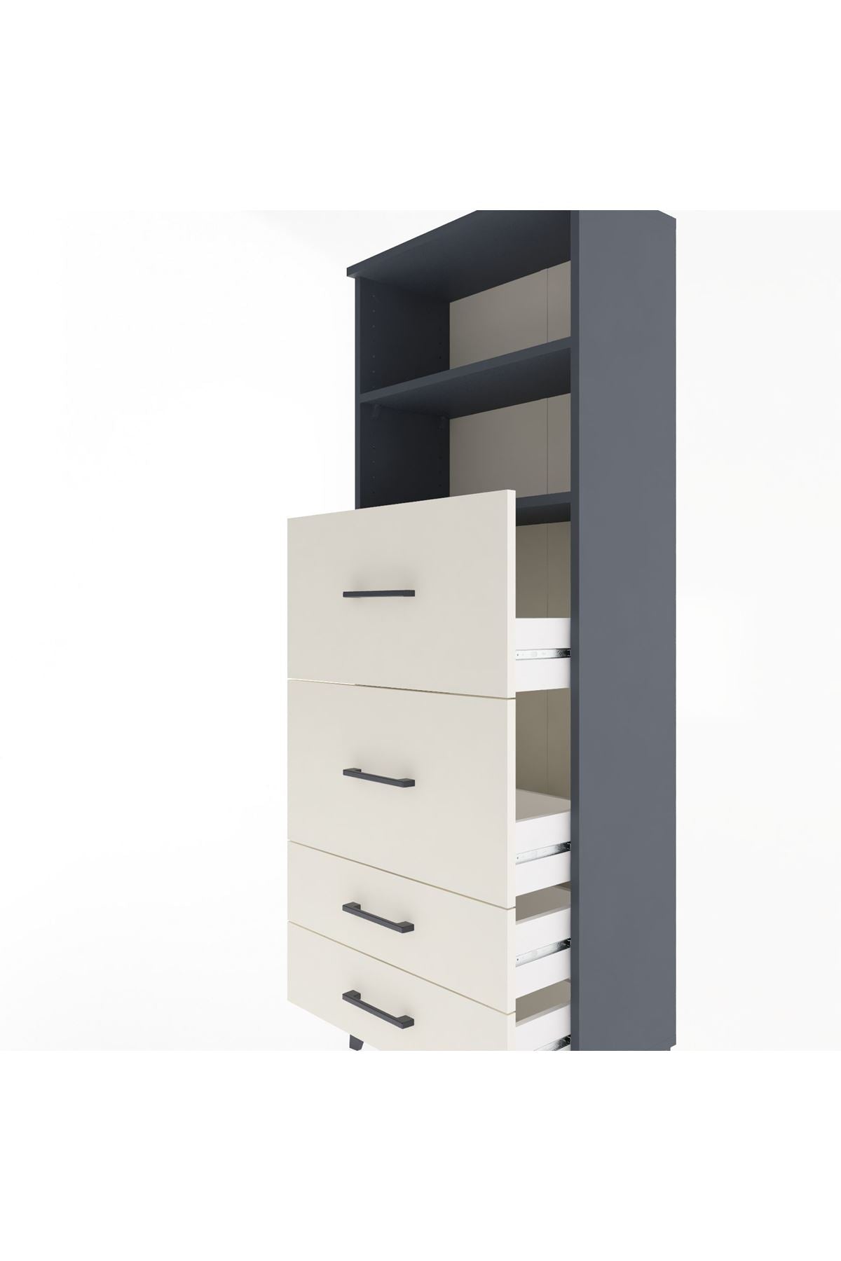 Arges Dolap 2 Raflı 4 Çekmeceli 60x30x163 - S20M078V4A