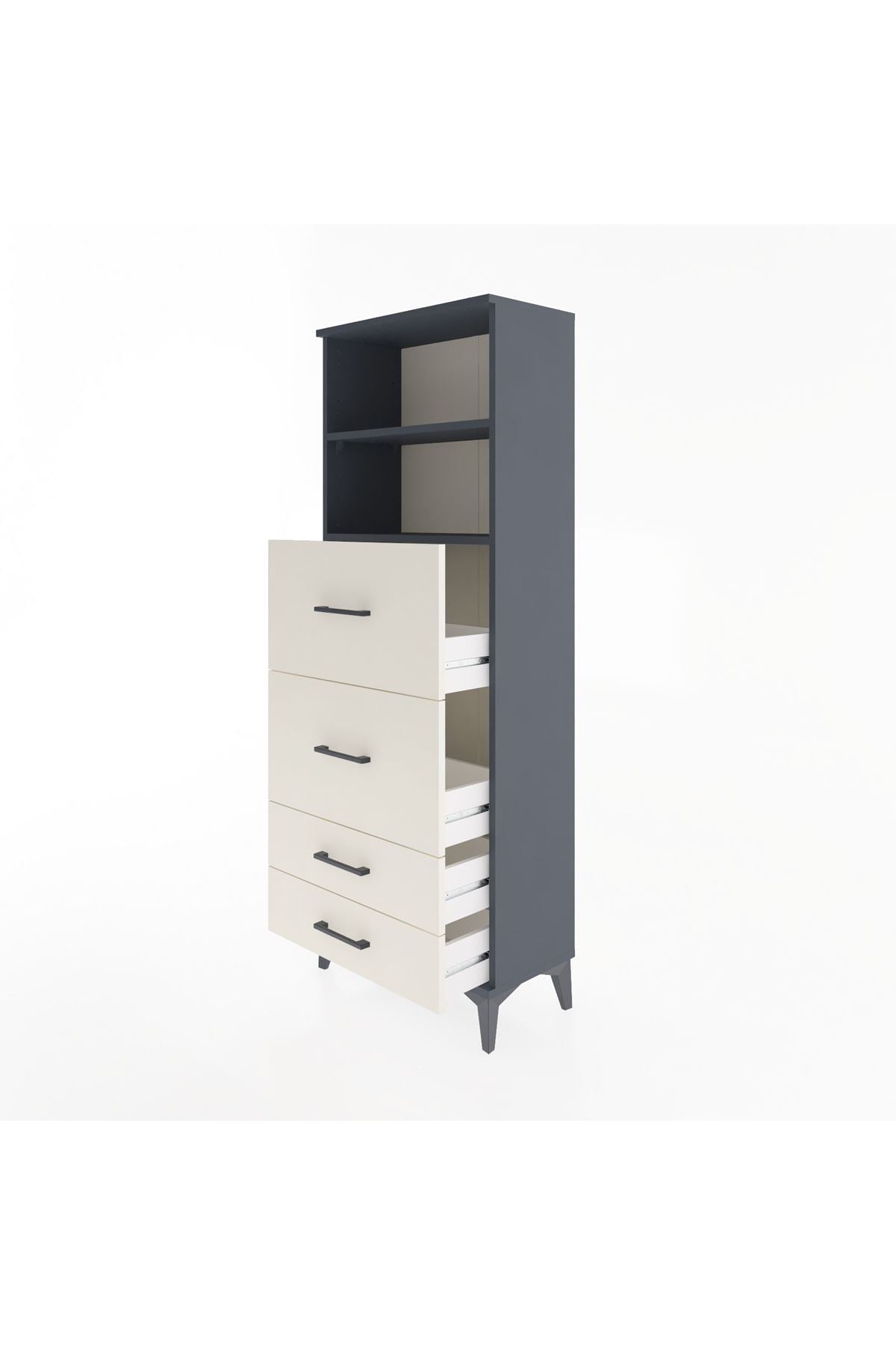 Arges Dolap 2 Raflı 4 Çekmeceli 60x30x163 - S20M078V4A