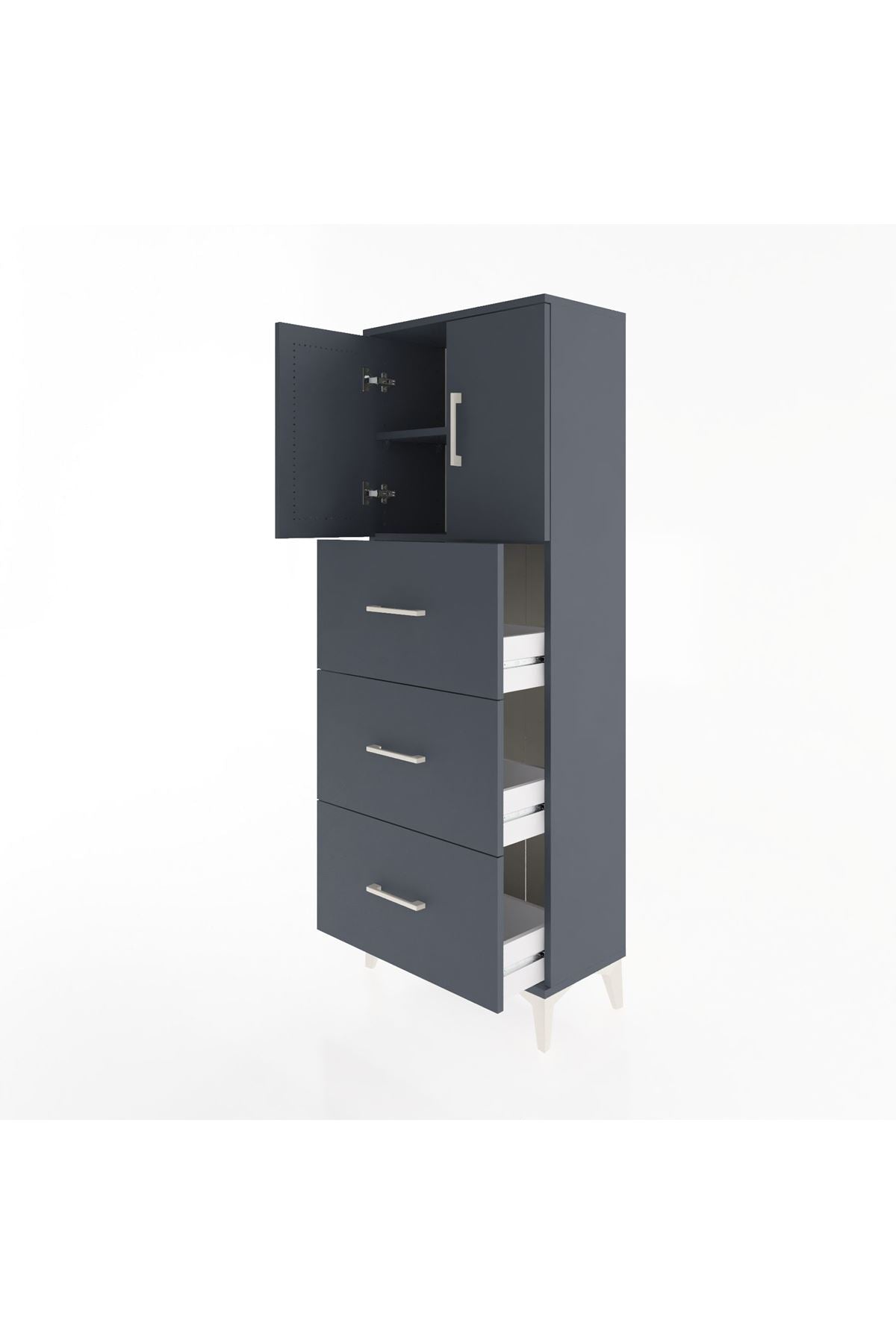Arges Dolap 2 Raflı 3 Çekmeceli 2 Kapaklı 60x30x163 - S20M079V5A