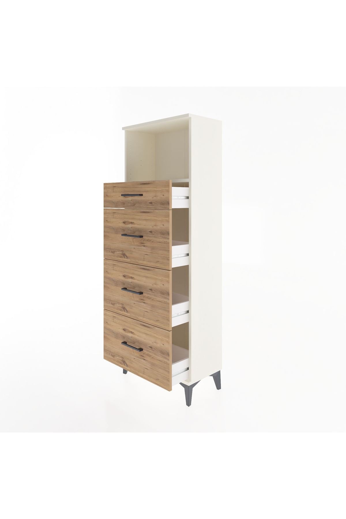 Arges Dolap Tek Raflı 4 Çekmeceli 60x30x163 - S20M081V3A