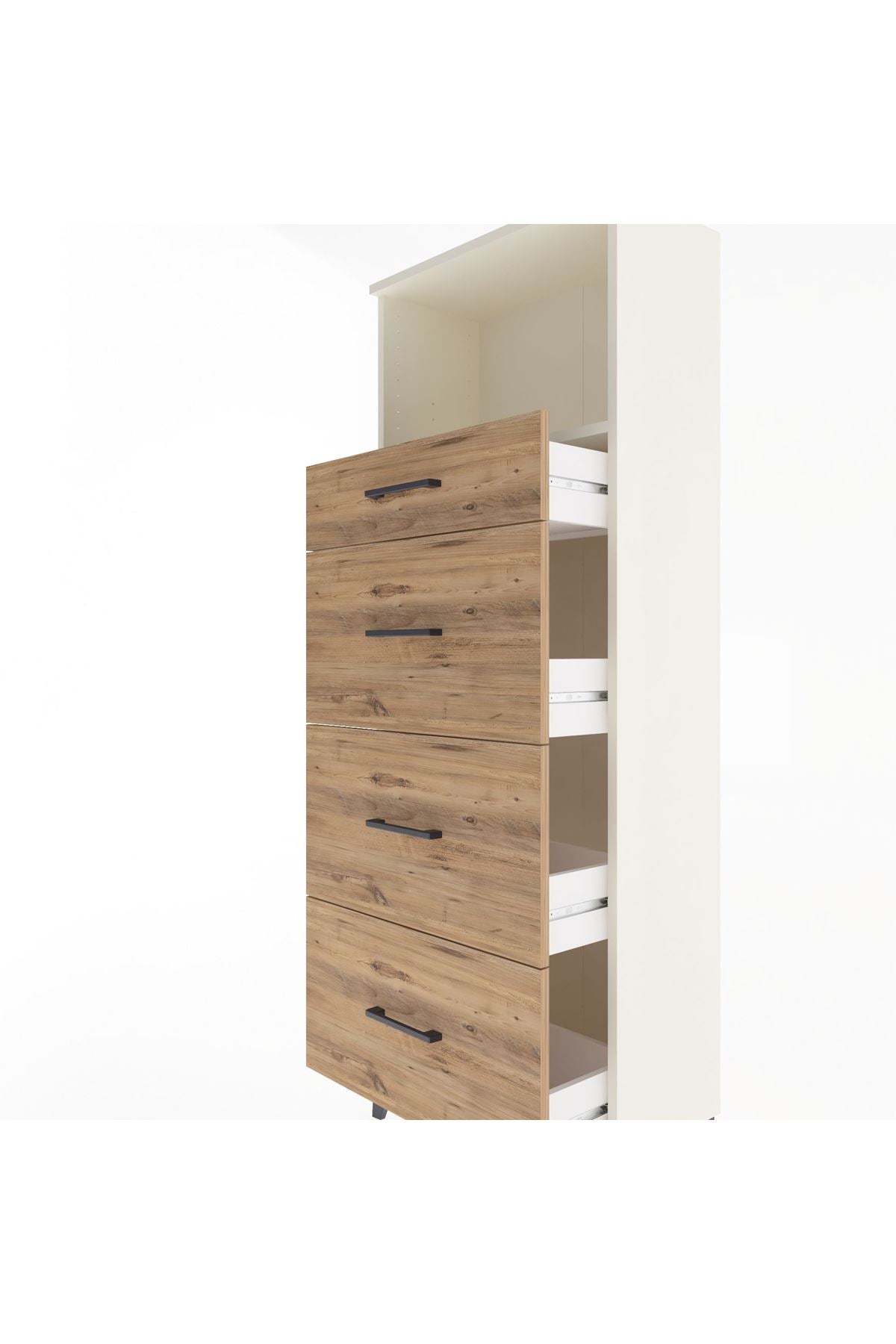 Arges Dolap Tek Raflı 4 Çekmeceli 60x30x163 - S20M081V3A