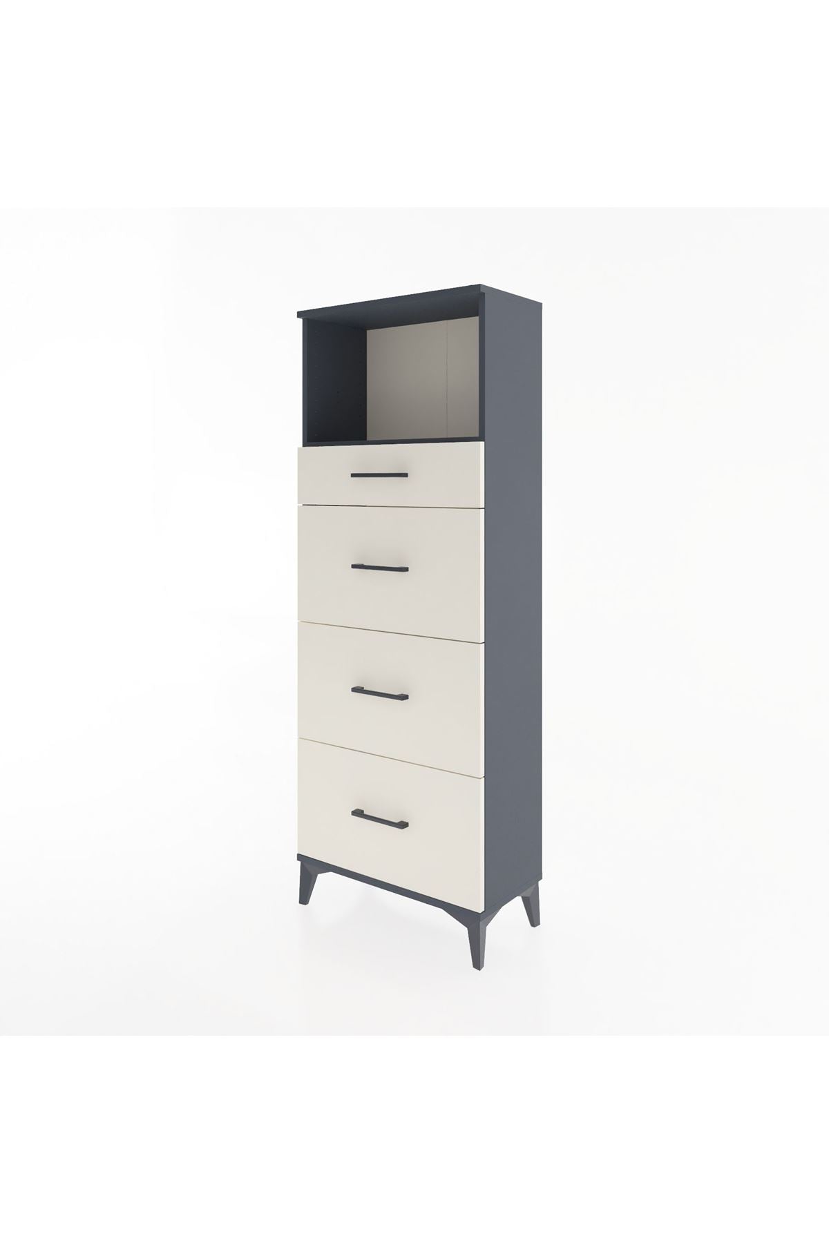 Arges Dolap Tek Raflı 4 Çekmeceli 60x30x163 - S20M081V4A