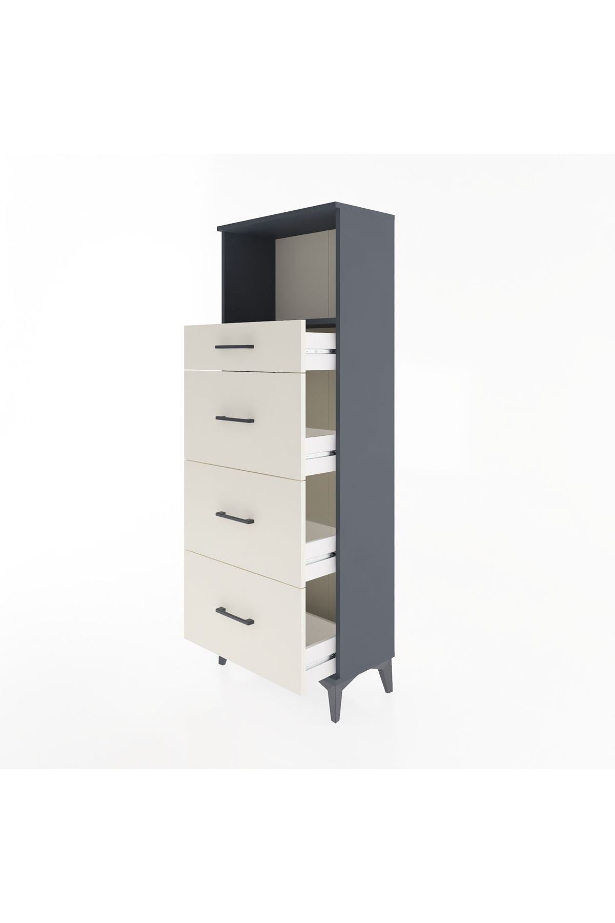 Arges Dolap Tek Raflı 4 Çekmeceli 60x30x163 - S20M081V4A