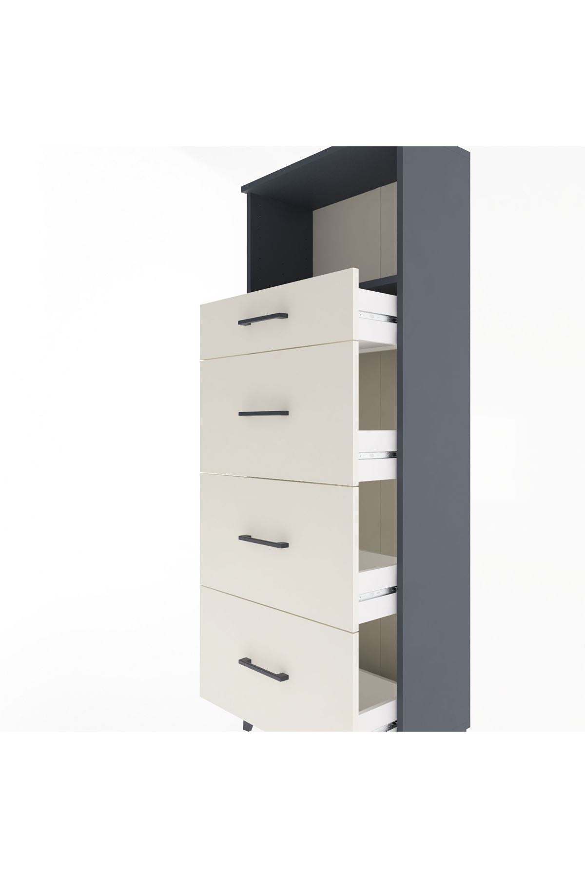 Arges Dolap Tek Raflı 4 Çekmeceli 60x30x163 - S20M081V4A