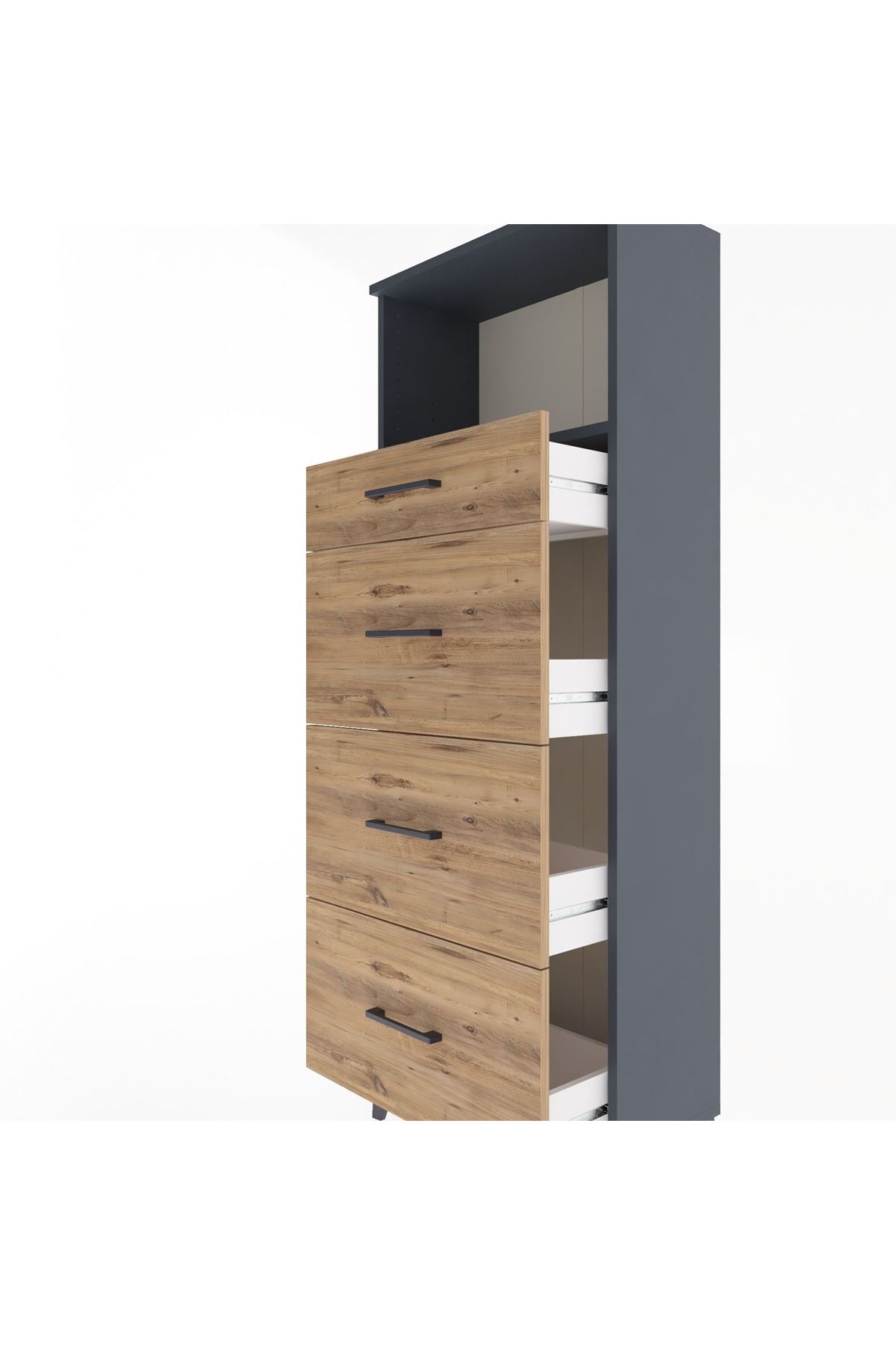 Arges Dolap Tek Raflı 4 Çekmeceli 60x30x163 - S20M081V6A