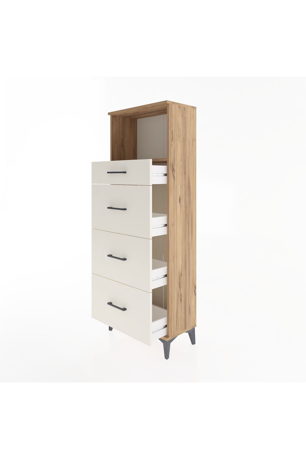 Arges Dolap Tek Raflı 4 Çekmeceli 60x30x163 - S20M081V7A