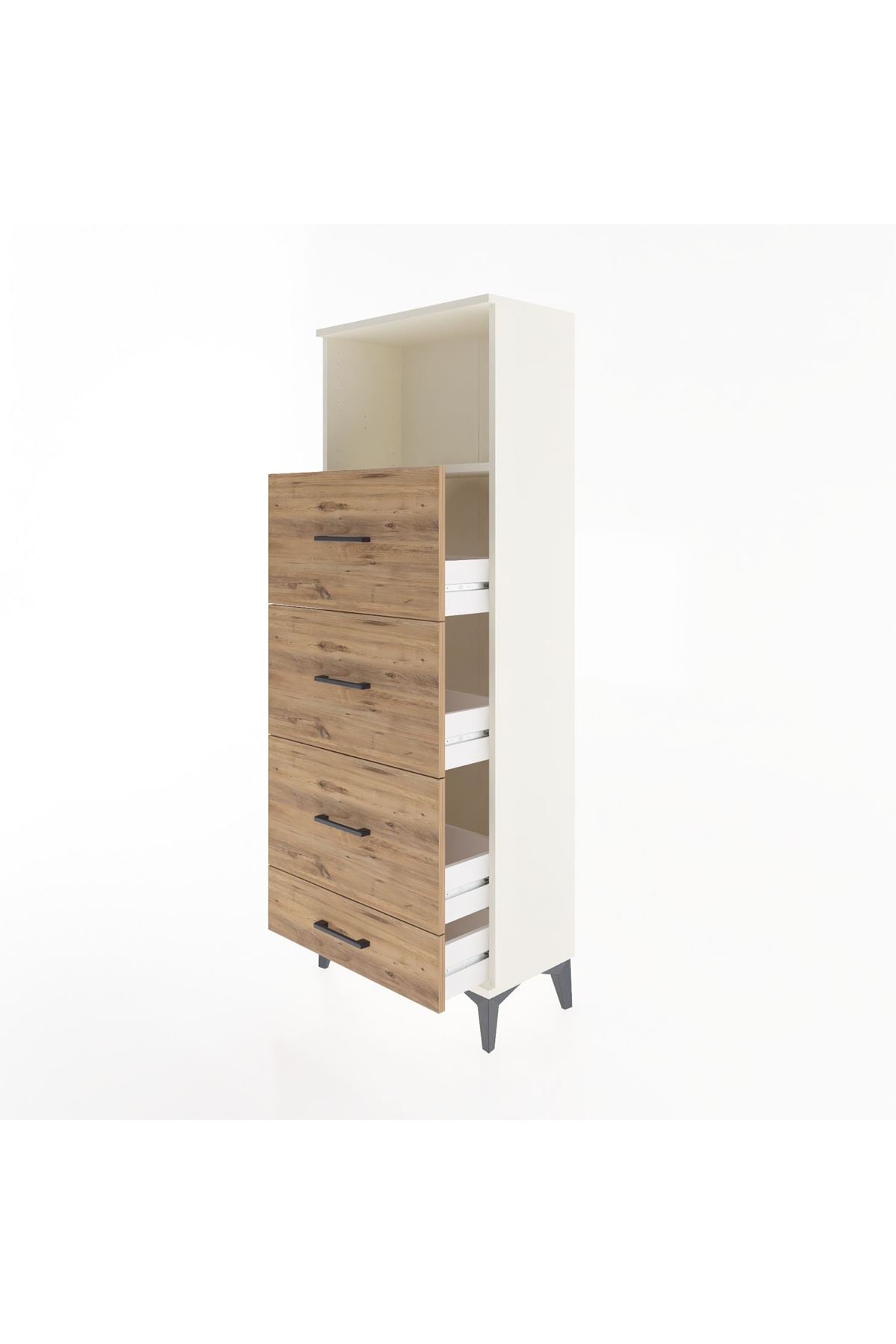 Arges Dolap Tek Raflı 4 Çekmeceli 60x30x163 - S20M082V3A