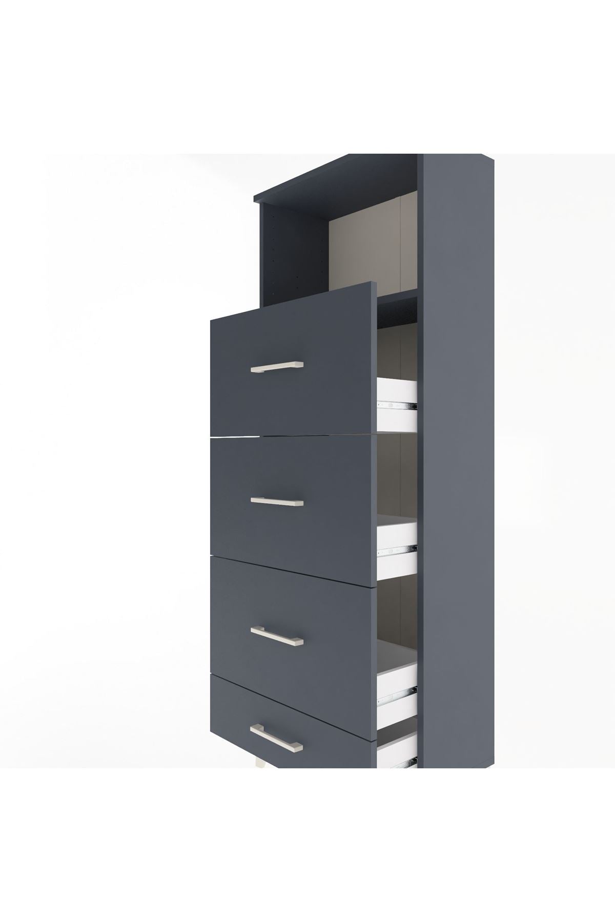 Arges Dolap Tek Raflı 4 Çekmeceli 60x30x163 - S20M082V5A