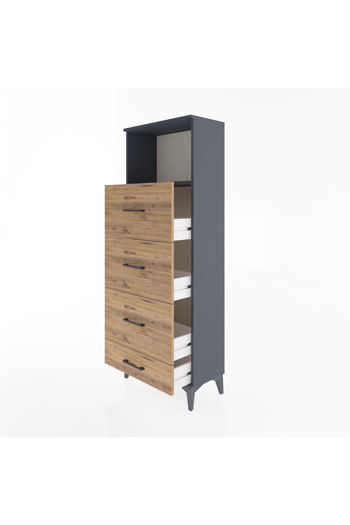 Arges Dolap Tek Raflı 4 Çekmeceli 60x30x163 - S20M082V6A