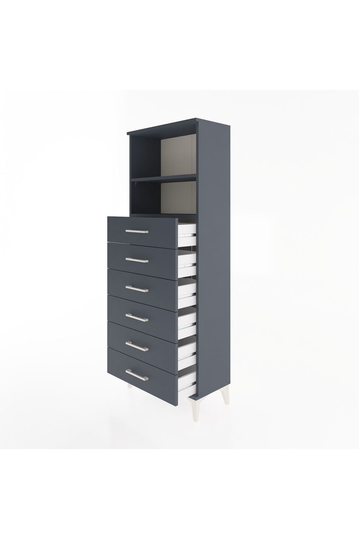 Arges Dolap 2 Raflı 6 Çekmeceli 60x30x163 - S20M084V5A