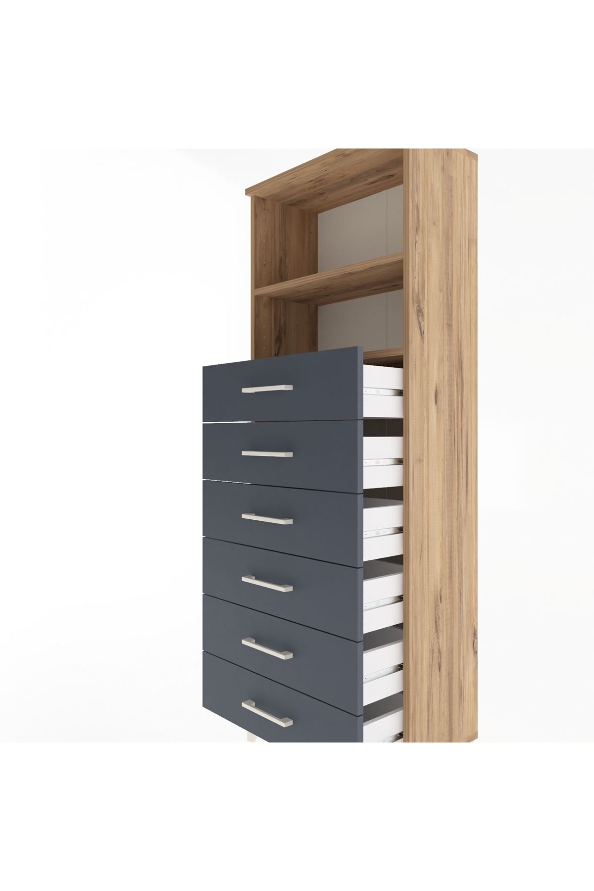 Arges Dolap 2 Raflı 6 Çekmeceli 60x30x163 - S20M084V8A