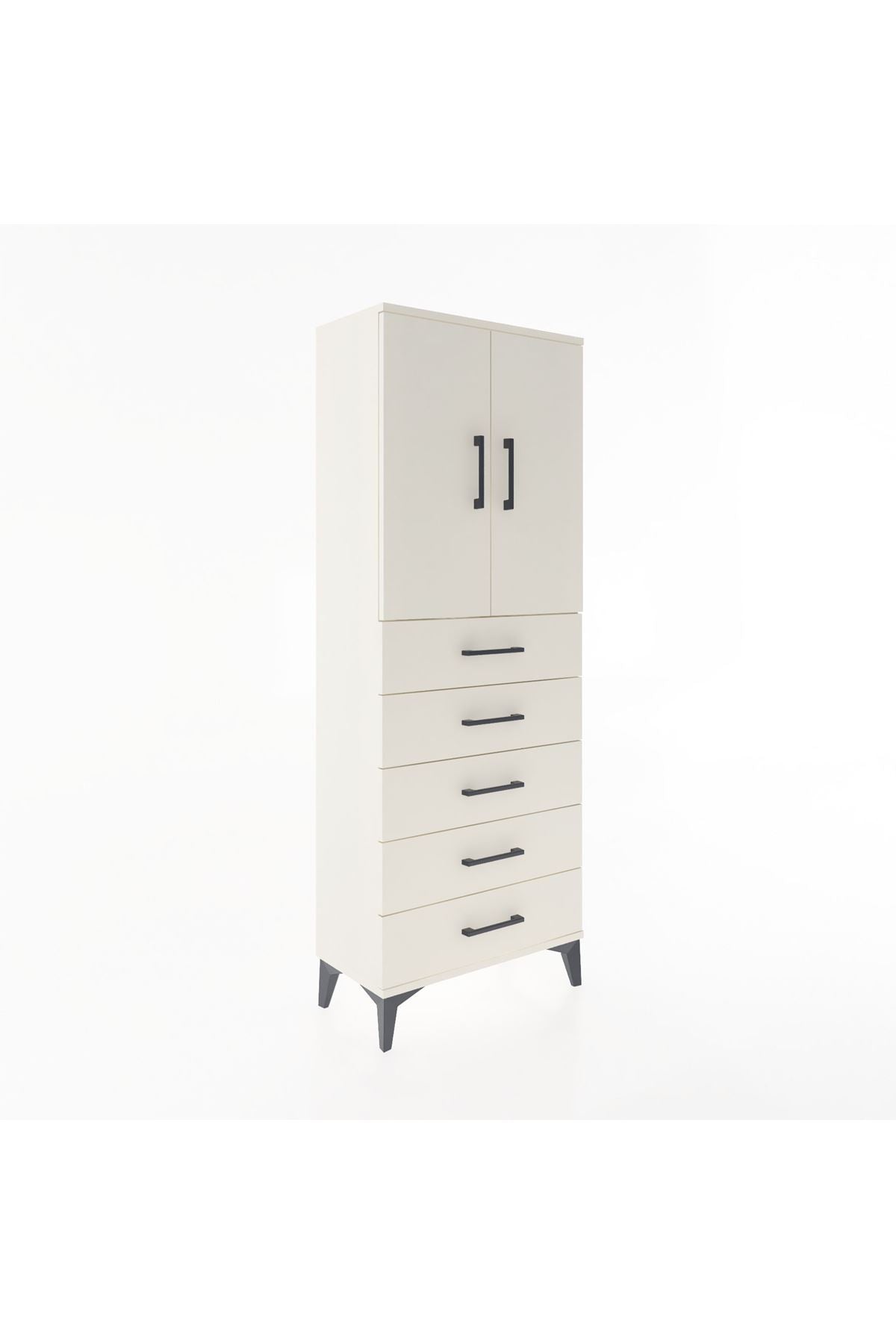 Arges Dolap 2 Raflı 5 Çekmeceli 2 Kapaklı 60x30x163 - S20M085V1A