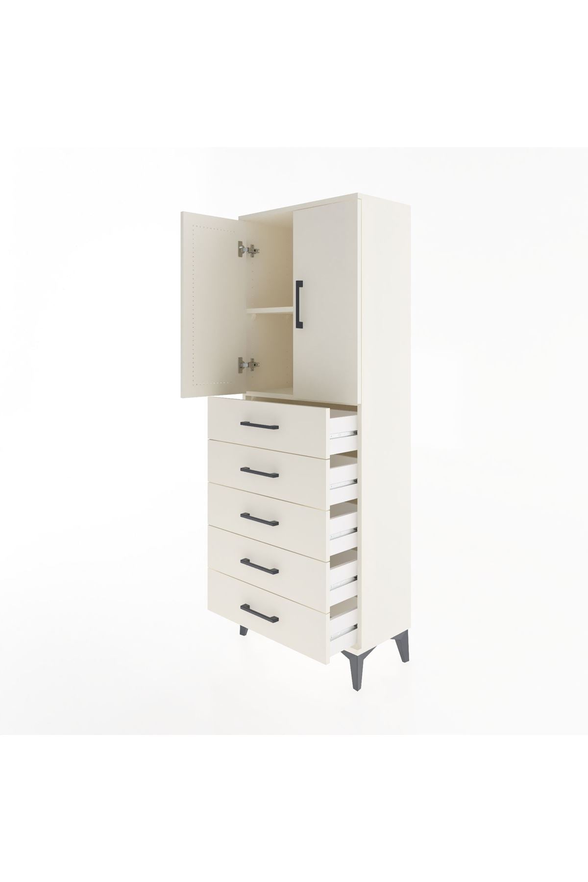 Arges Dolap 2 Raflı 5 Çekmeceli 2 Kapaklı 60x30x163 - S20M085V1A