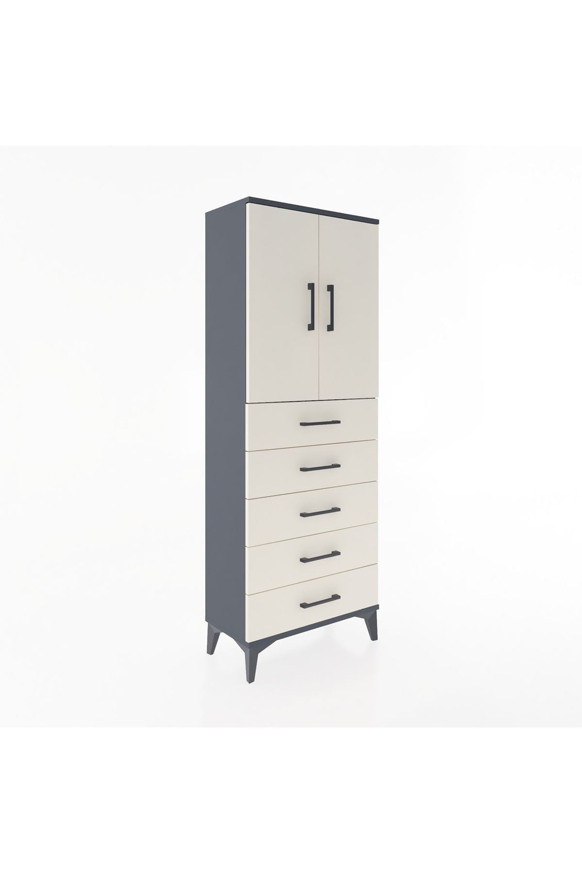 Arges Dolap 2 Raflı 5 Çekmeceli 2 Kapaklı 60x30x163 - S20M085V4A