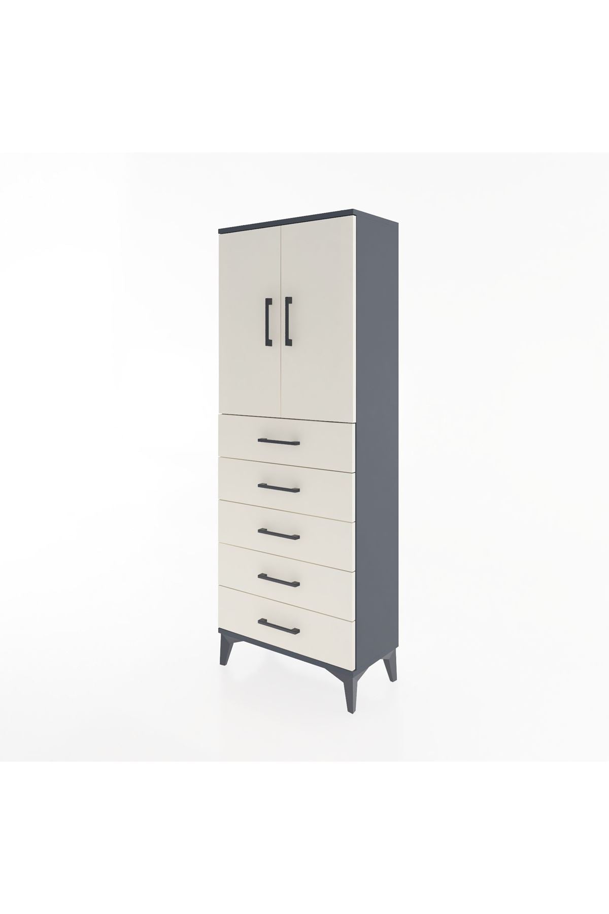 Arges Dolap 2 Raflı 5 Çekmeceli 2 Kapaklı 60x30x163 - S20M085V4A