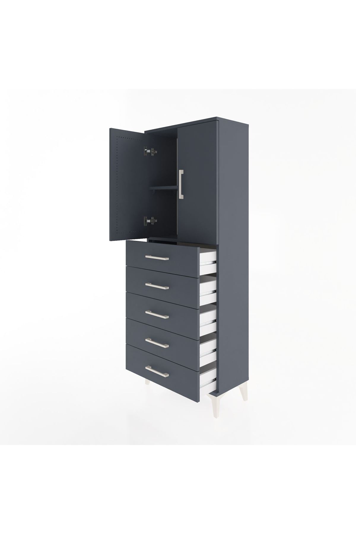 Arges Dolap 2 Raflı 5 Çekmeceli 2 Kapaklı 60x30x163 - S20M085V5A