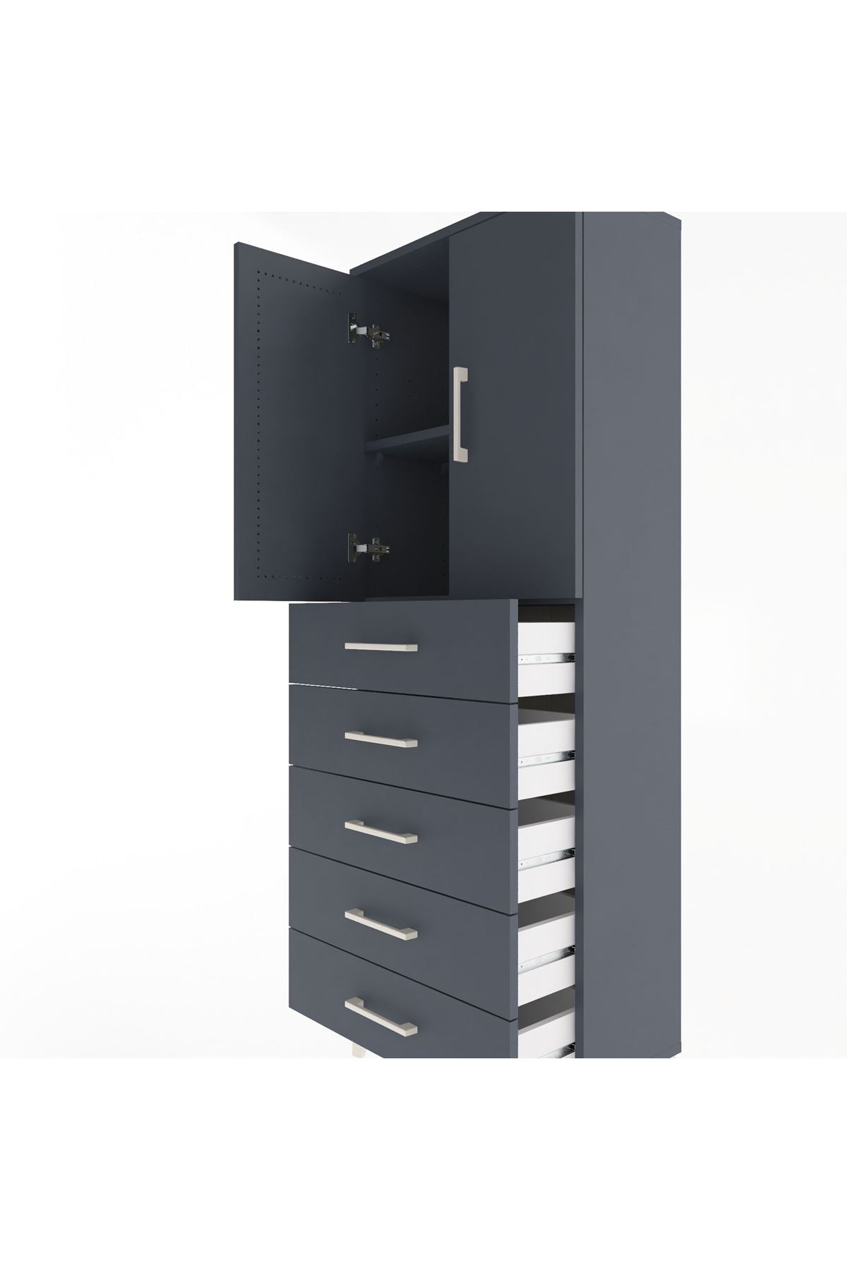 Arges Dolap 2 Raflı 5 Çekmeceli 2 Kapaklı 60x30x163 - S20M085V5A