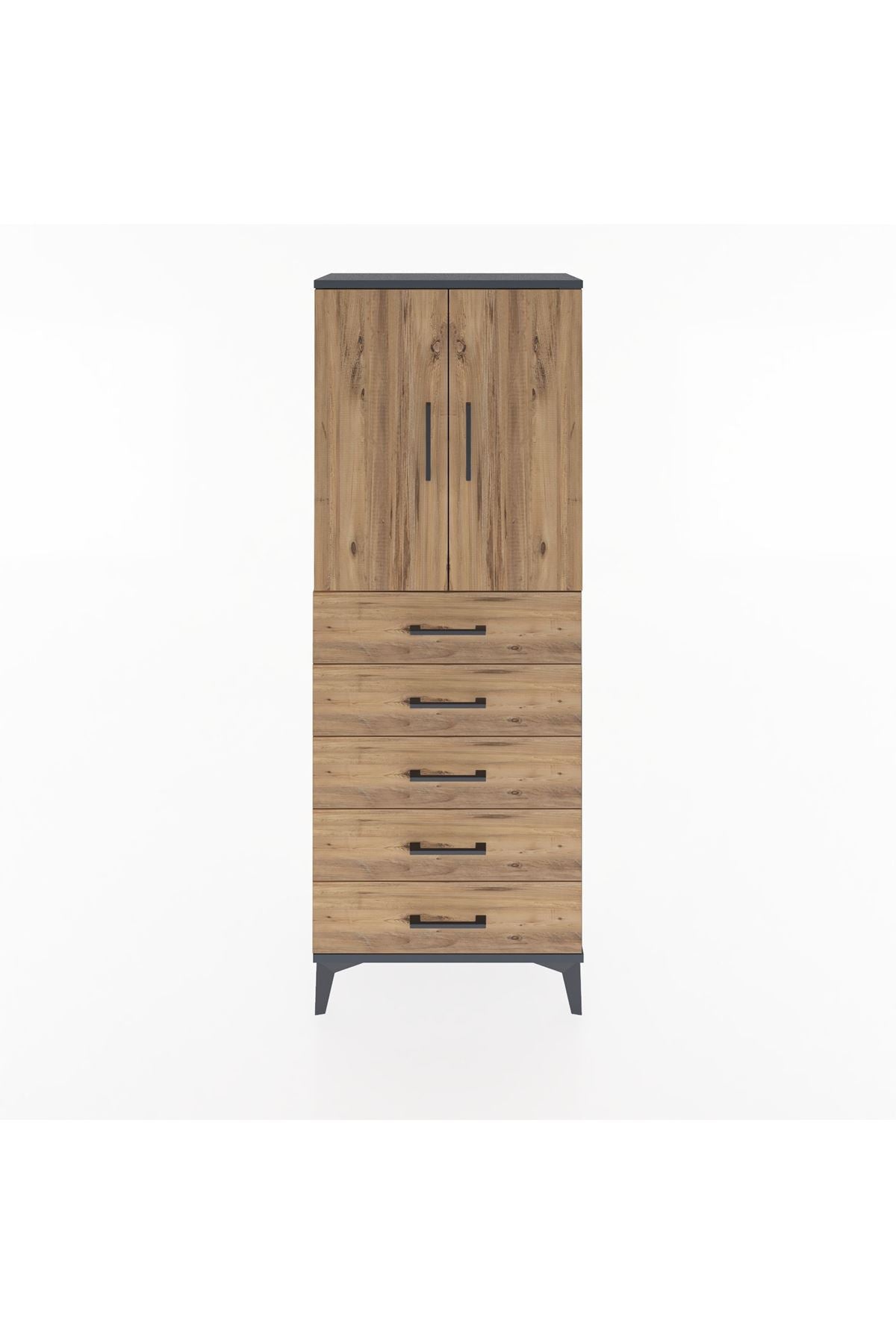 Arges Dolap 2 Raflı 5 Çekmeceli 2 Kapaklı 60x30x163 - S20M085V6A