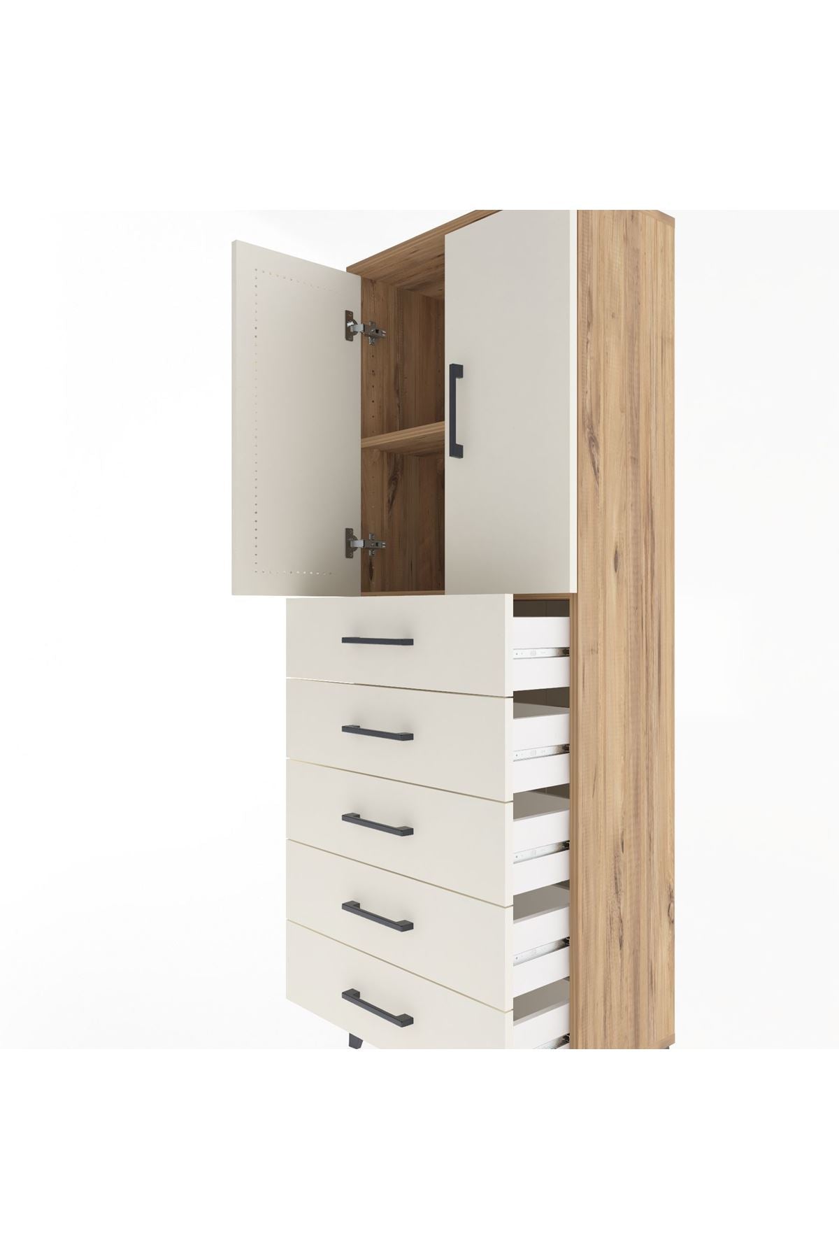 Arges Dolap 2 Raflı 5 Çekmeceli 2 Kapaklı 60x30x163 - S20M085V7A