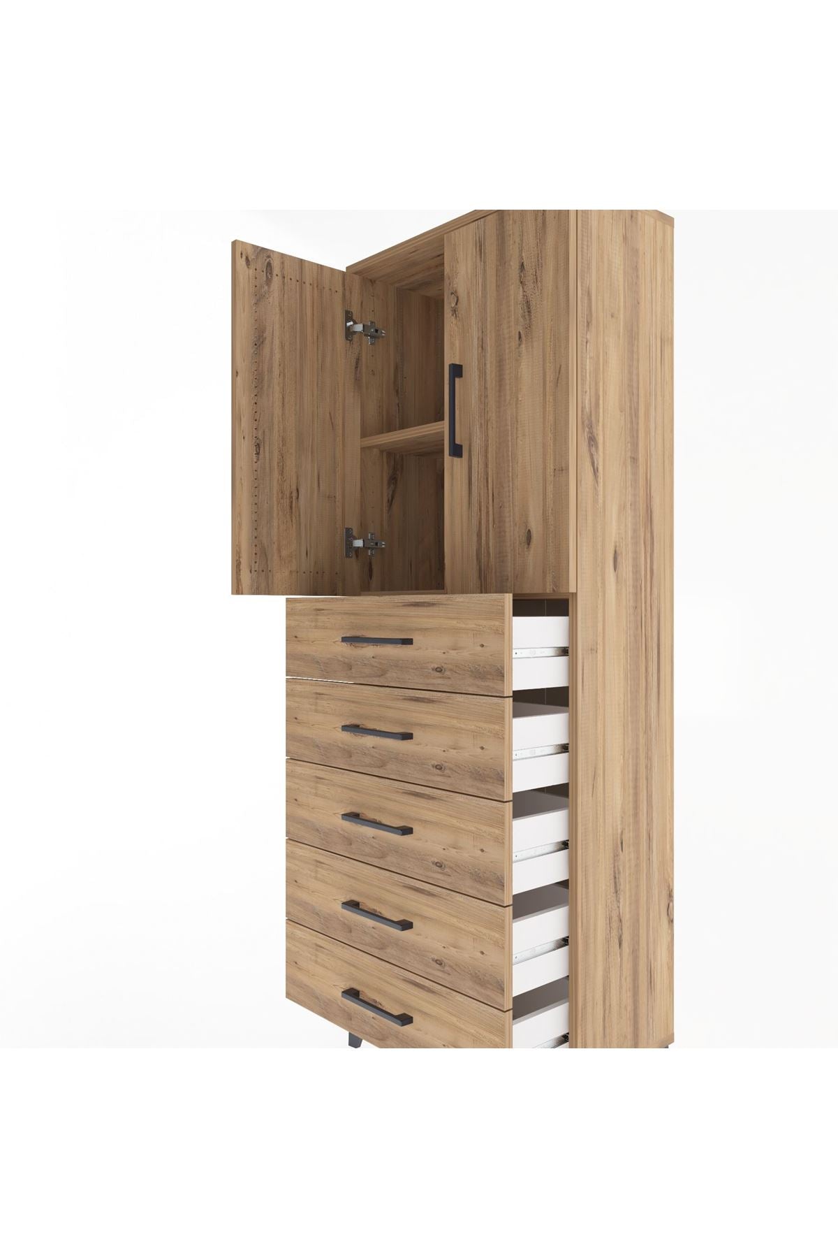 Arges Dolap 2 Raflı 5 Çekmeceli 2 Kapaklı 60x30x163 - S20M085V9A