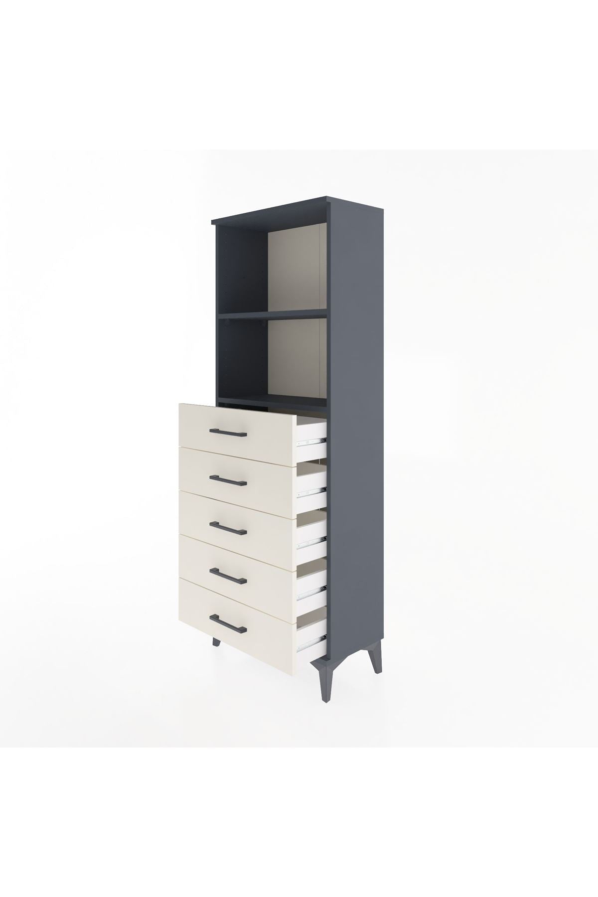 Arges Dolap 2 Raflı 5 Çekmeceli 60x30x163 - S20M086V4A