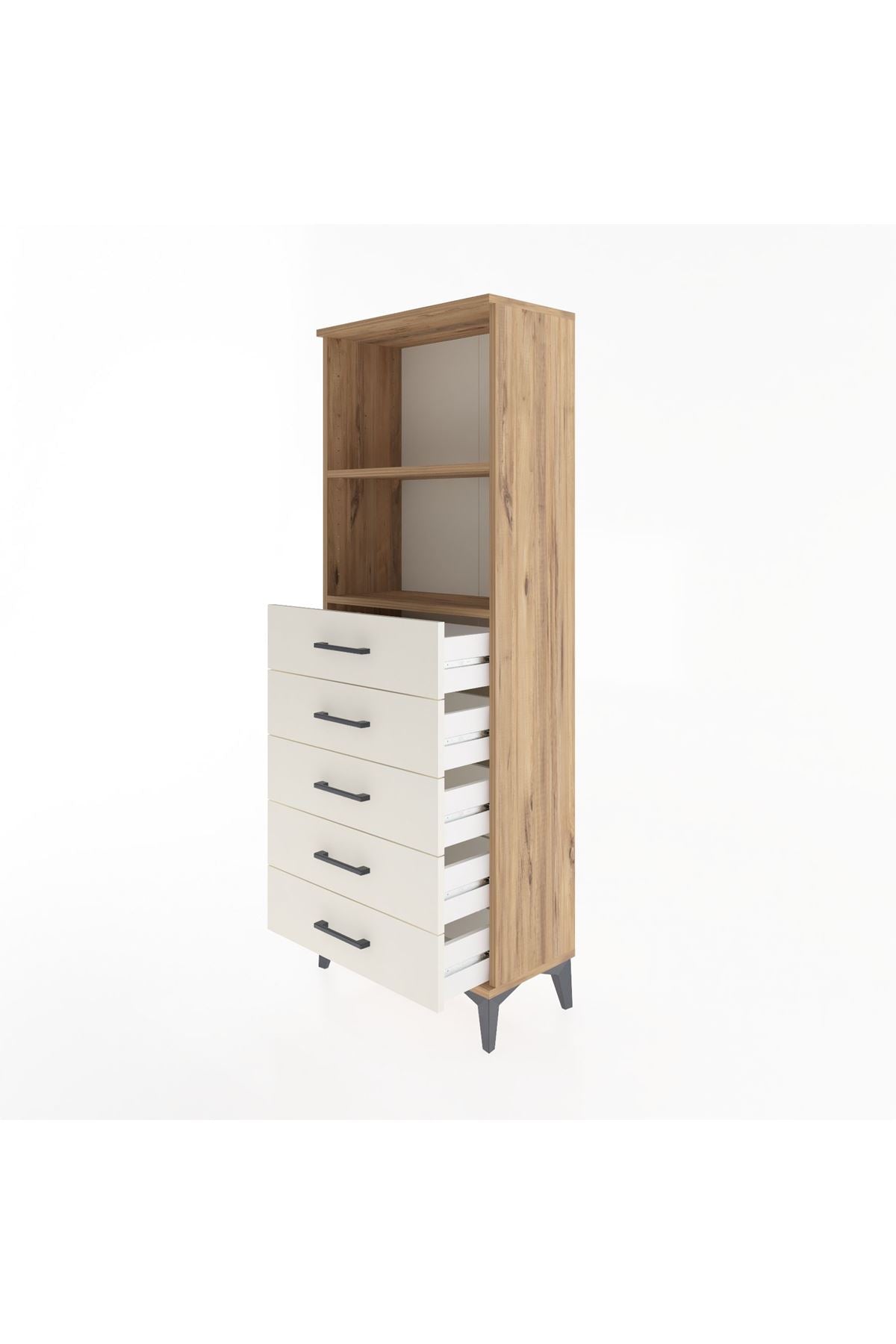 Arges Dolap 2 Raflı 5 Çekmeceli 60x30x163 - S20M086V7A