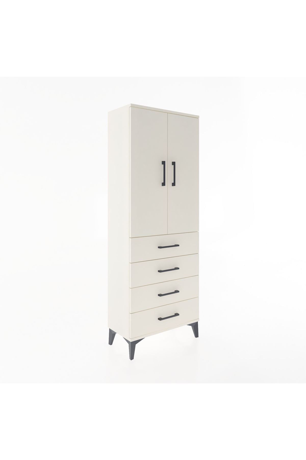 Arges Dolap 3 Raflı 4 Çekmeceli 2 Kapaklı 60x30x163 - S20M087V1A