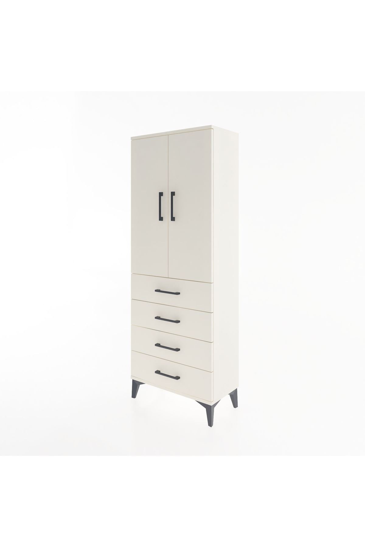 Arges Dolap 3 Raflı 4 Çekmeceli 2 Kapaklı 60x30x163 - S20M087V1A