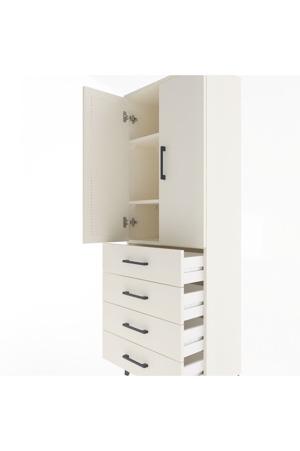 Arges Dolap 3 Raflı 4 Çekmeceli 2 Kapaklı 60x30x163 - S20M087V1A