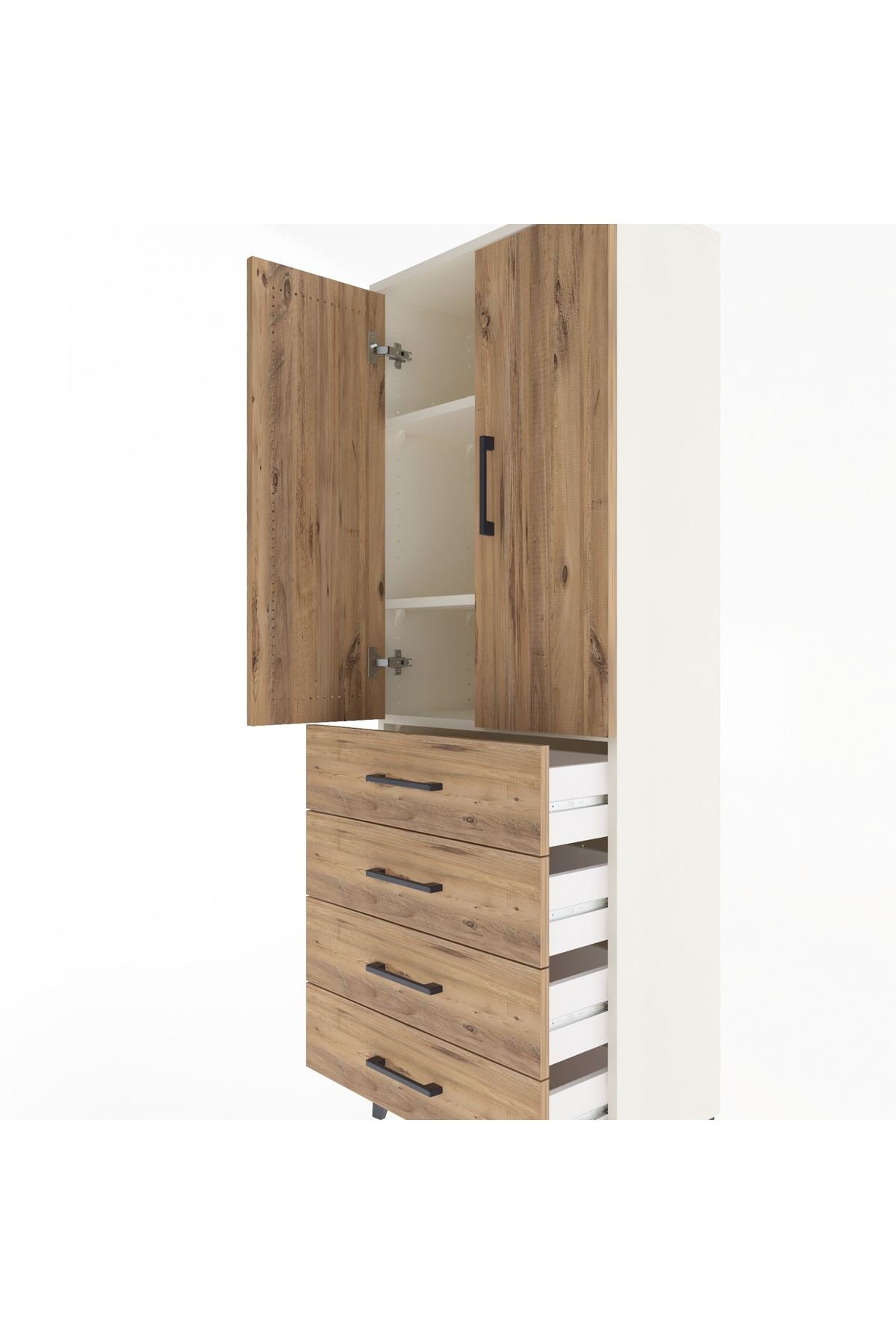 Arges Dolap 3 Raflı 4 Çekmeceli 2 Kapaklı 60x30x163 - S20M087V3A