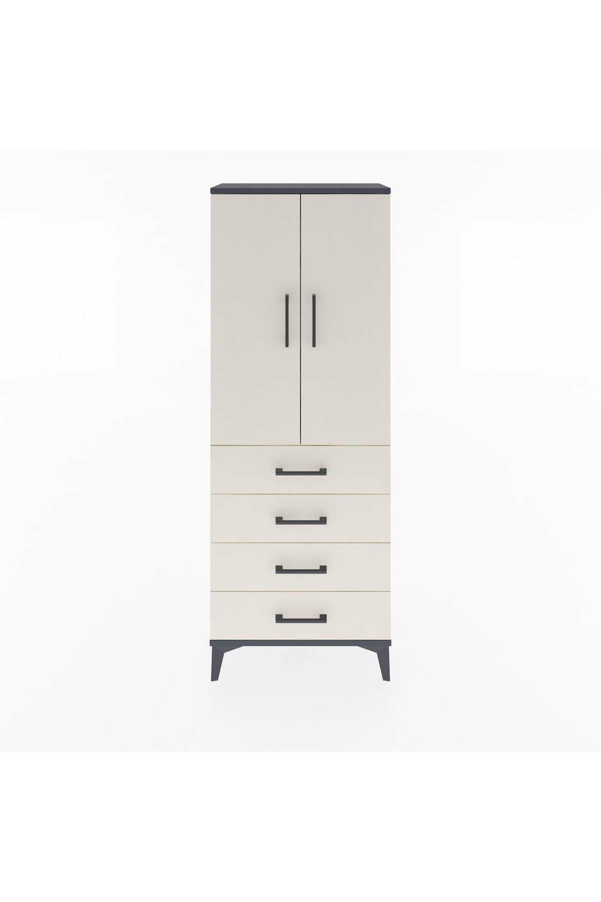 Arges Dolap 3 Raflı 4 Çekmeceli 2 Kapaklı 60x30x163 - S20M087V4A