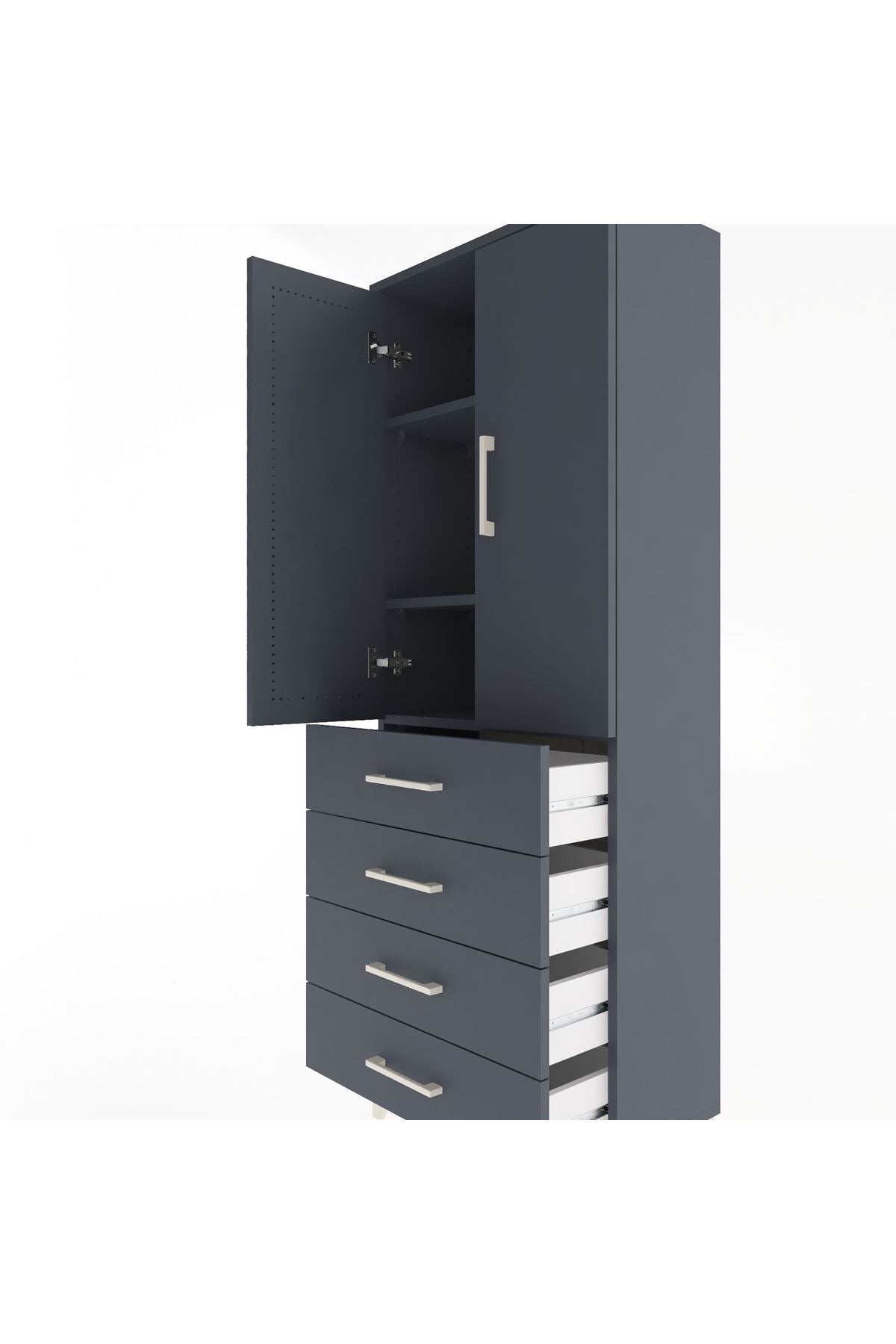 Arges Dolap 3 Raflı 4 Çekmeceli 2 Kapaklı 60x30x163 - S20M087V5A