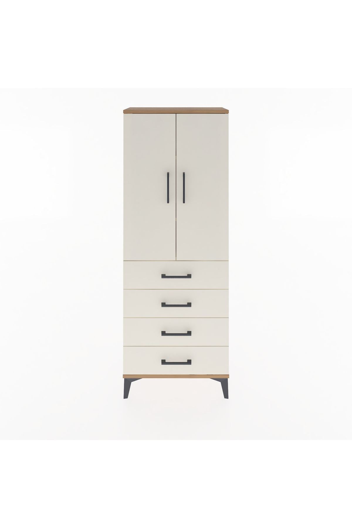 Arges Dolap 3 Raflı 4 Çekmeceli 2 Kapaklı 60x30x163 - S20M087V7A