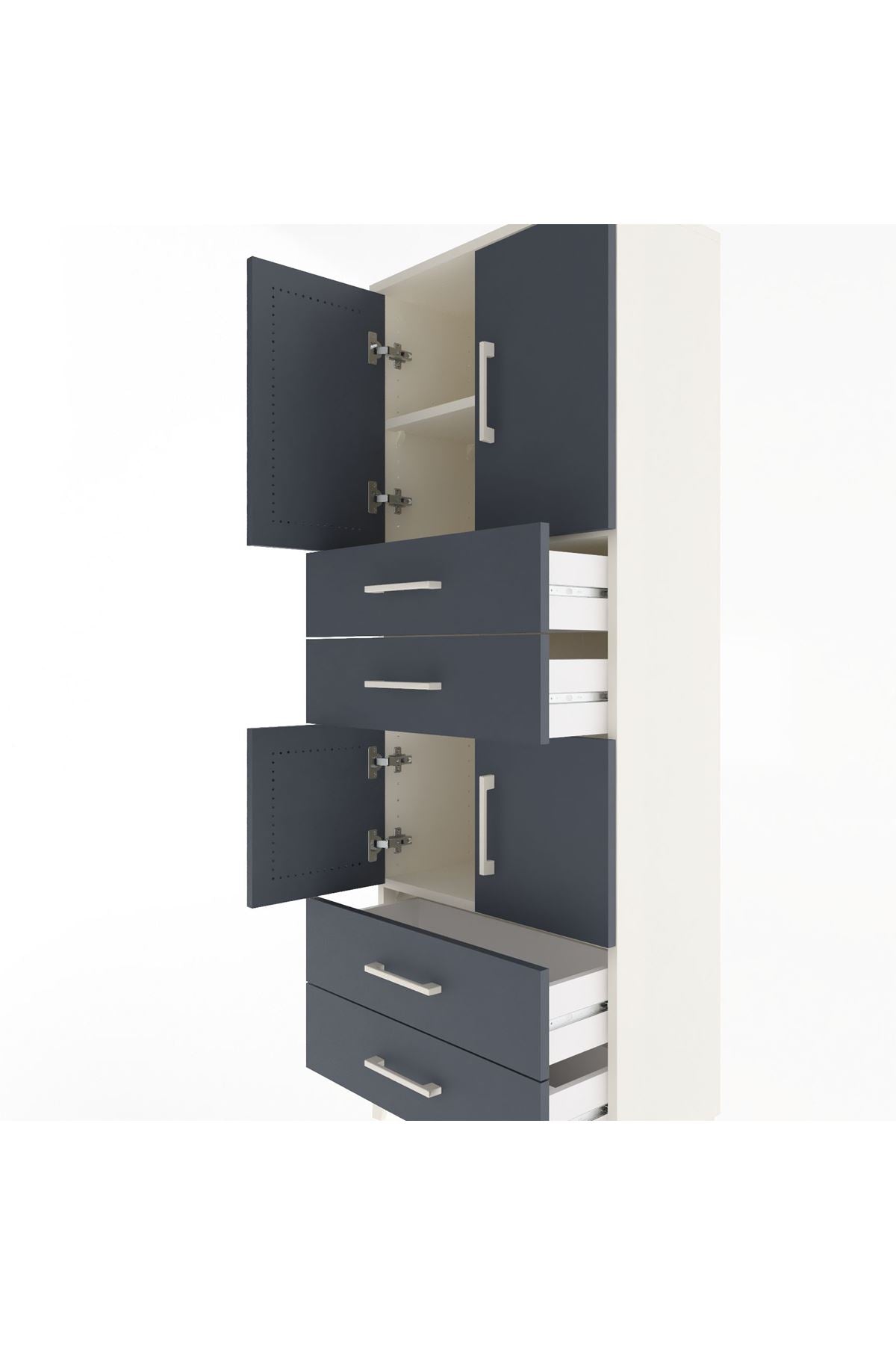Arges Dolap 3 Raflı 4 Çekmeceli 4 Kapaklı 60x30x163 - S20M089V2A