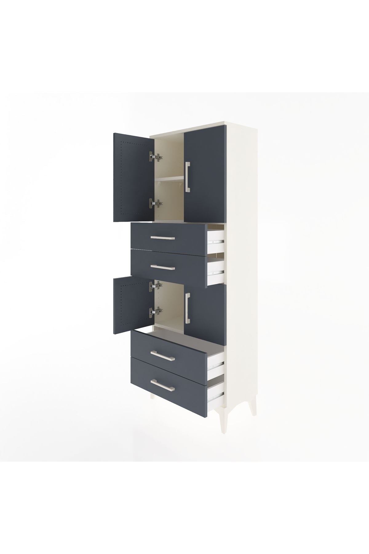 Arges Dolap 3 Raflı 4 Çekmeceli 4 Kapaklı 60x30x163 - S20M089V2A