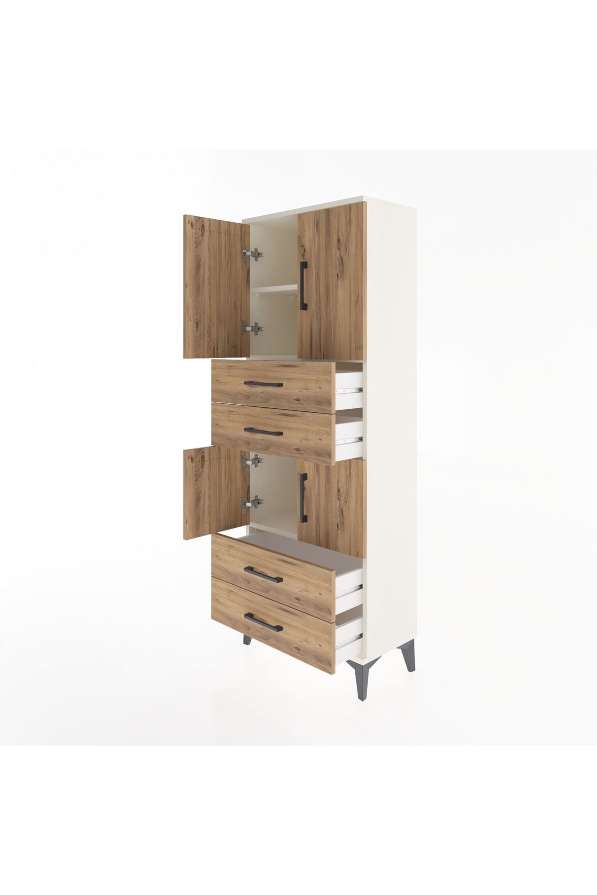 Arges Dolap 3 Raflı 4 Çekmeceli 4 Kapaklı 60x30x163 - S20M089V3A