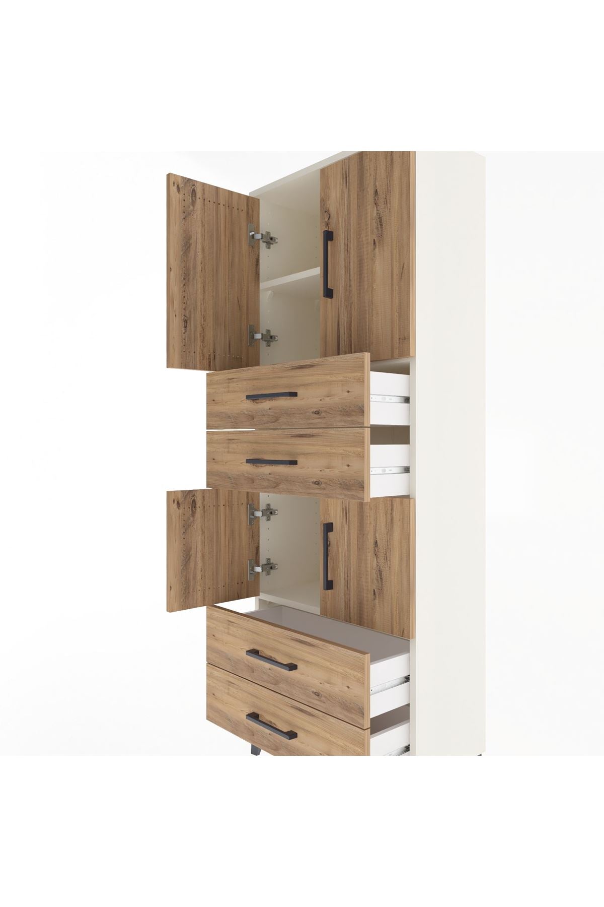 Arges Dolap 3 Raflı 4 Çekmeceli 4 Kapaklı 60x30x163 - S20M089V3A