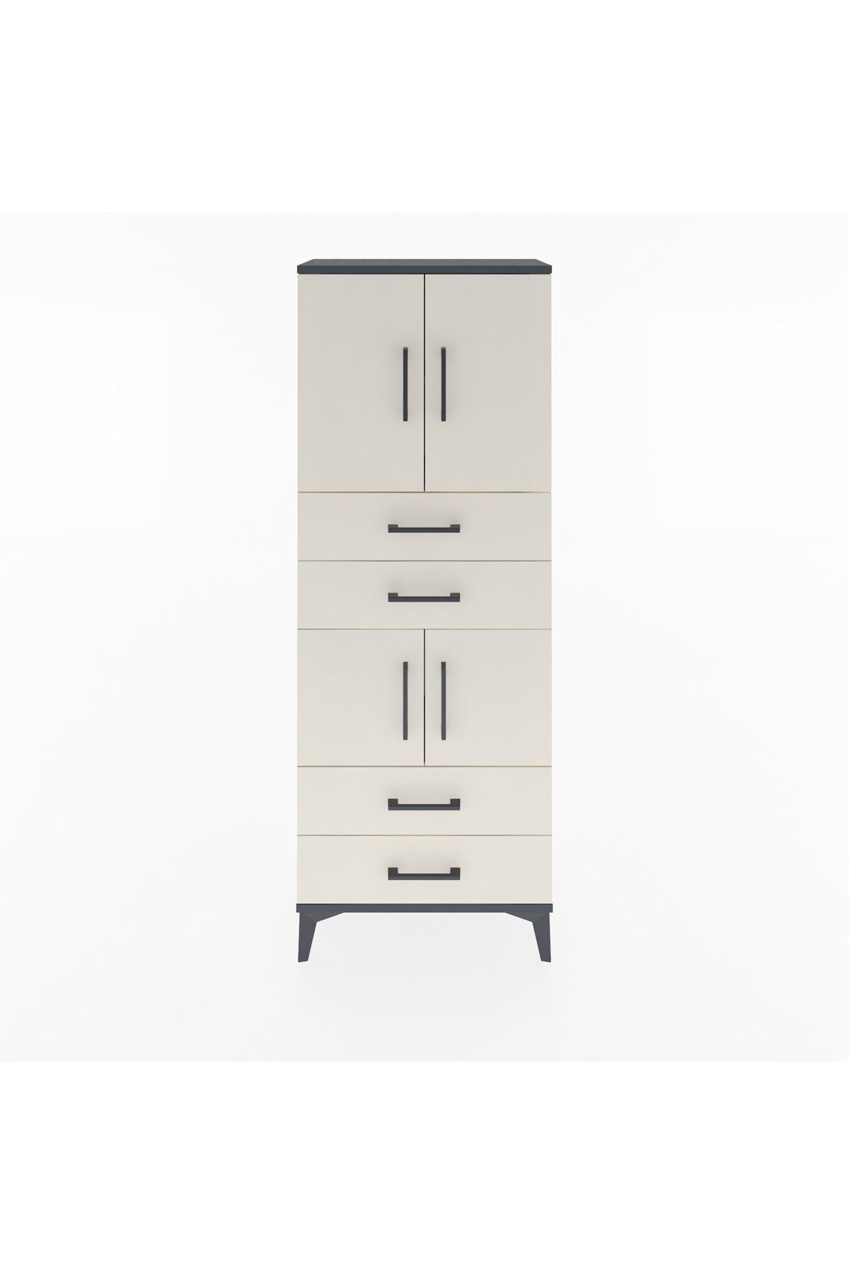 Arges Dolap 3 Raflı 4 Çekmeceli 4 Kapaklı 60x30x163 - S20M089V4A
