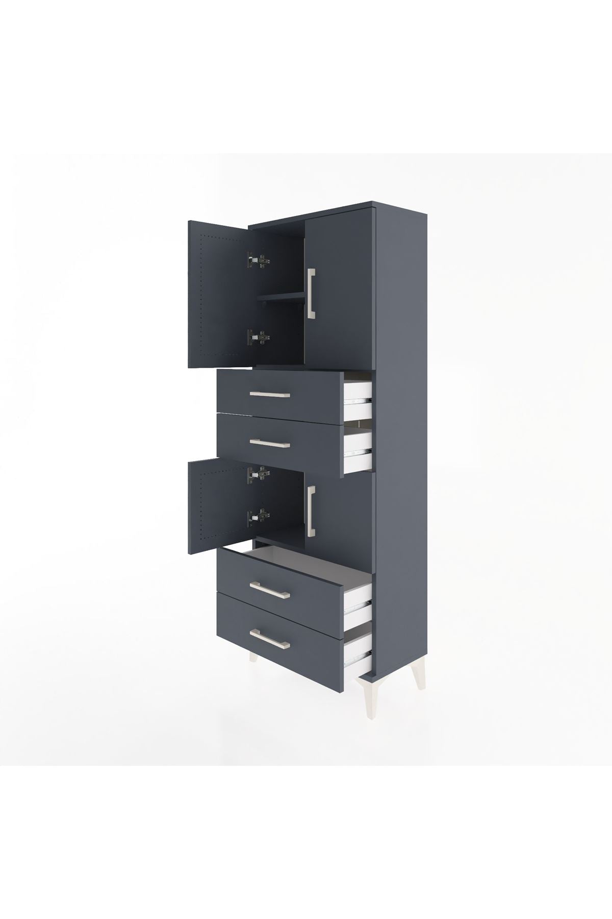 Arges Dolap 3 Raflı 4 Çekmeceli 4 Kapaklı 60x30x163 - S20M089V5A