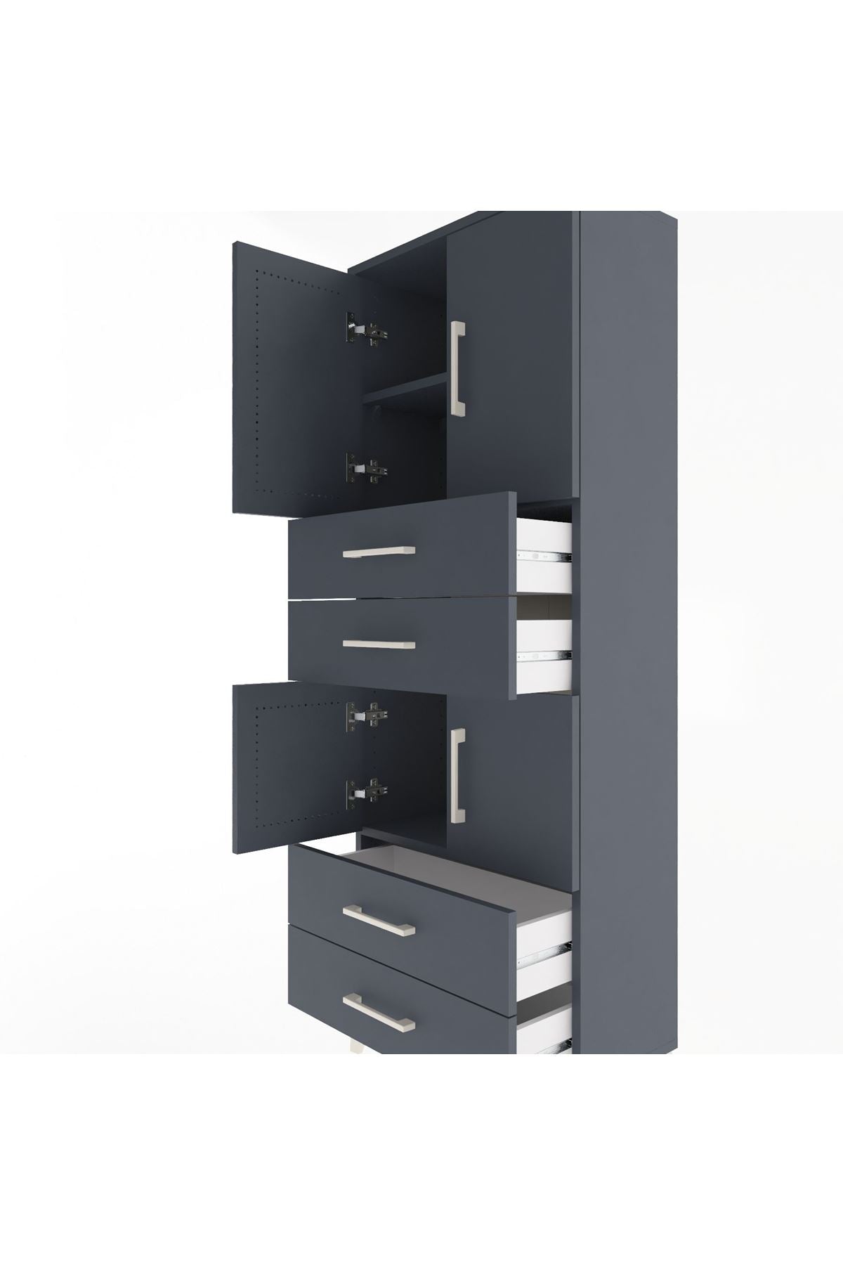 Arges Dolap 3 Raflı 4 Çekmeceli 4 Kapaklı 60x30x163 - S20M089V5A