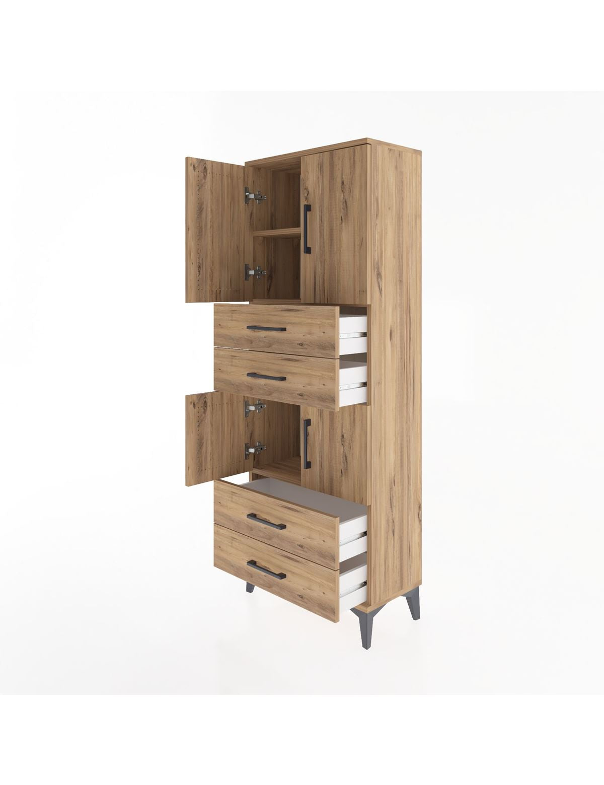 Arges Dolap 3 Raflı 4 Çekmeceli 4 Kapaklı 60x30x163 - S20M089V9A