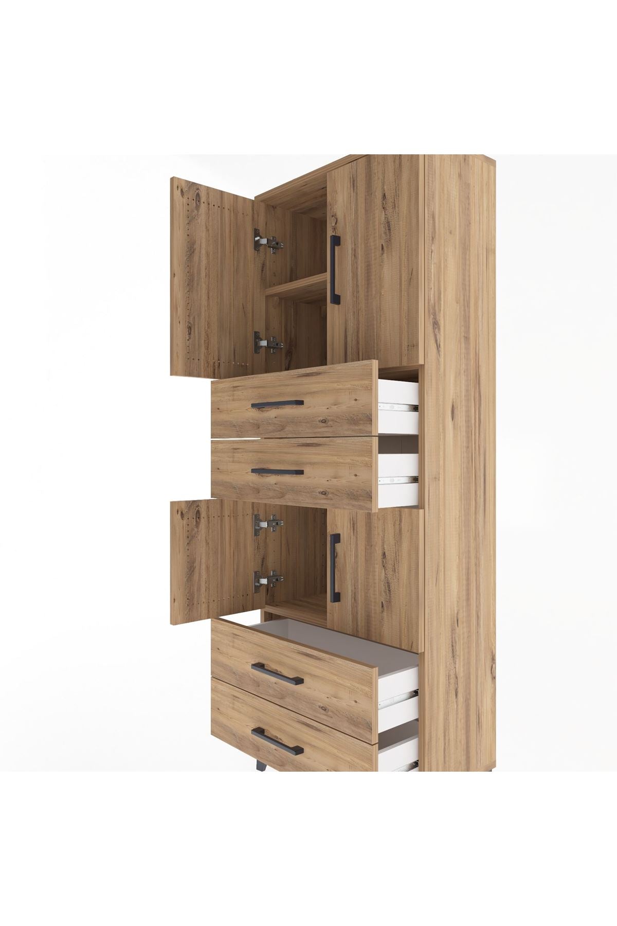 Arges Dolap 3 Raflı 4 Çekmeceli 4 Kapaklı 60x30x163 - S20M089V9A