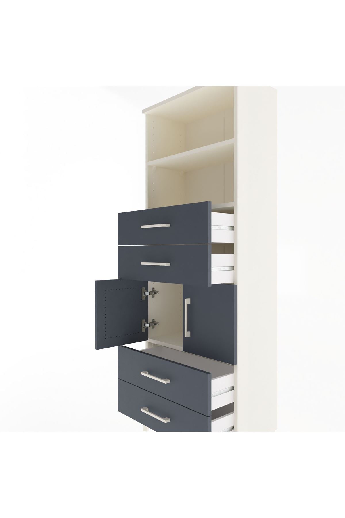 Arges Dolap 3 Raflı 4 Çekmeceli 2 Kapaklı 60x30x163 - S20M090V2A
