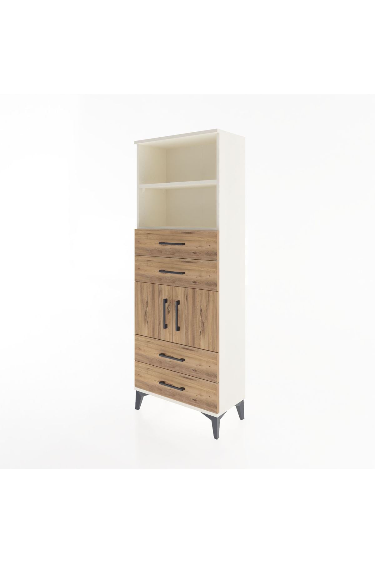 Arges Dolap 3 Raflı 4 Çekmeceli 2 Kapaklı 60x30x163 - S20M090V3A