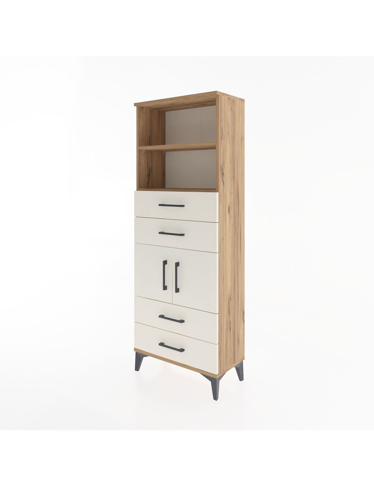 Arges Dolap 3 Raflı 4 Çekmeceli 2 Kapaklı 60x30x163 - S20M090V7A