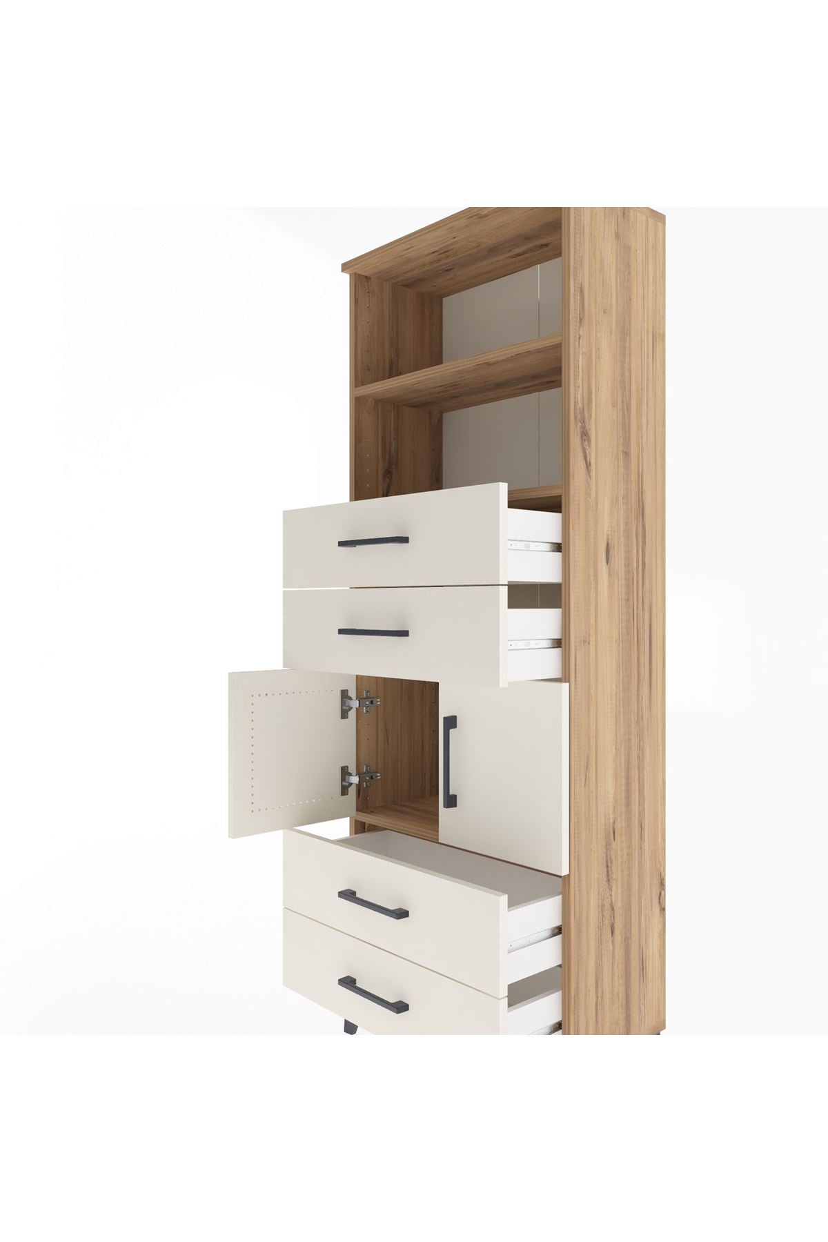 Arges Dolap 3 Raflı 4 Çekmeceli 2 Kapaklı 60x30x163 - S20M090V7A